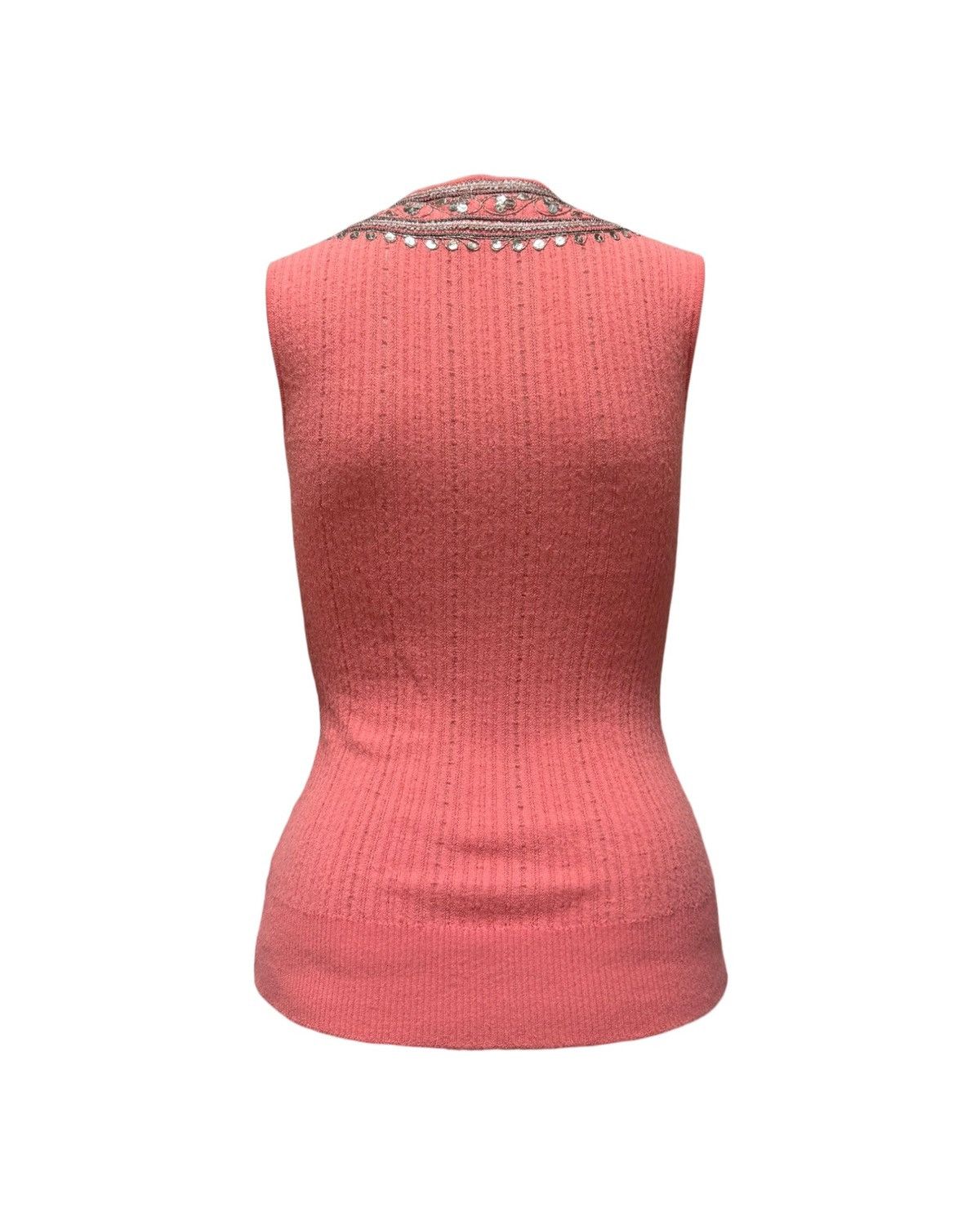 Dior CHRISTIAN DIOR 2005 Ribbed Knit Embroidered Sequin Tank Top Size M / US 6-8 / IT 42-44 - 2 Thumbnail