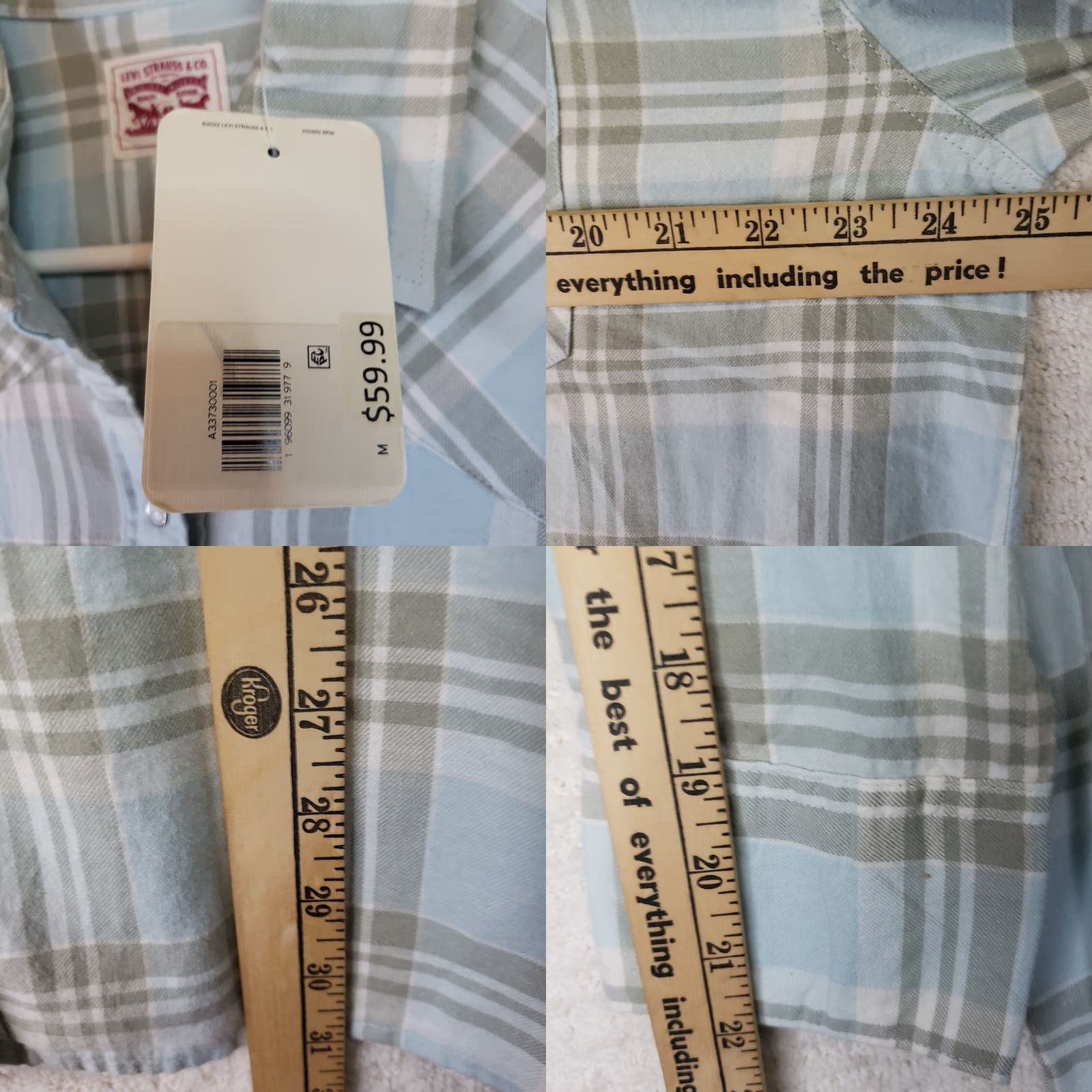 Levi's VINTAGE Levis Shirt Women M Blue White Plaid Button Up Flannel Relaxed Pearl Snap Levi's Logo Casual Sleeve Cotton Fall Winter Spring Size M / US 6-8 / IT 42-44 - 9 Thumbnail