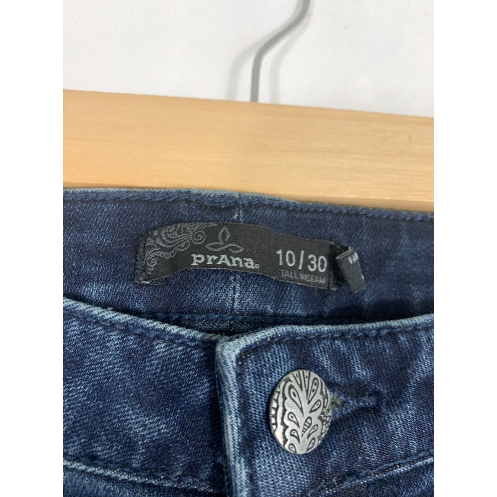 Prana VINTAGE Prana Jeans London Skinny Regular Mid Rise Dark Indigo Blue Denim 10 Womens Boys Girls? Size 32" / US 10 / IT 46 - 4 Thumbnail