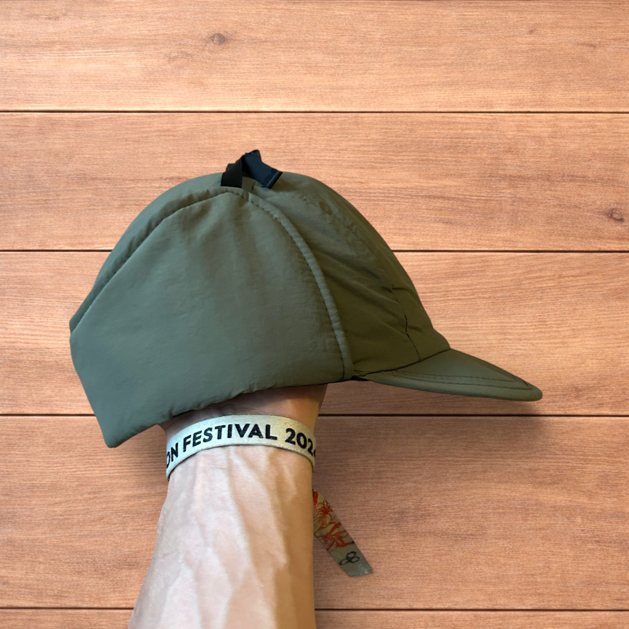 Japanese Brand Insane Russian Trapper Korean padded hat cap in khaki green. Size ONE SIZE - 4 Thumbnail