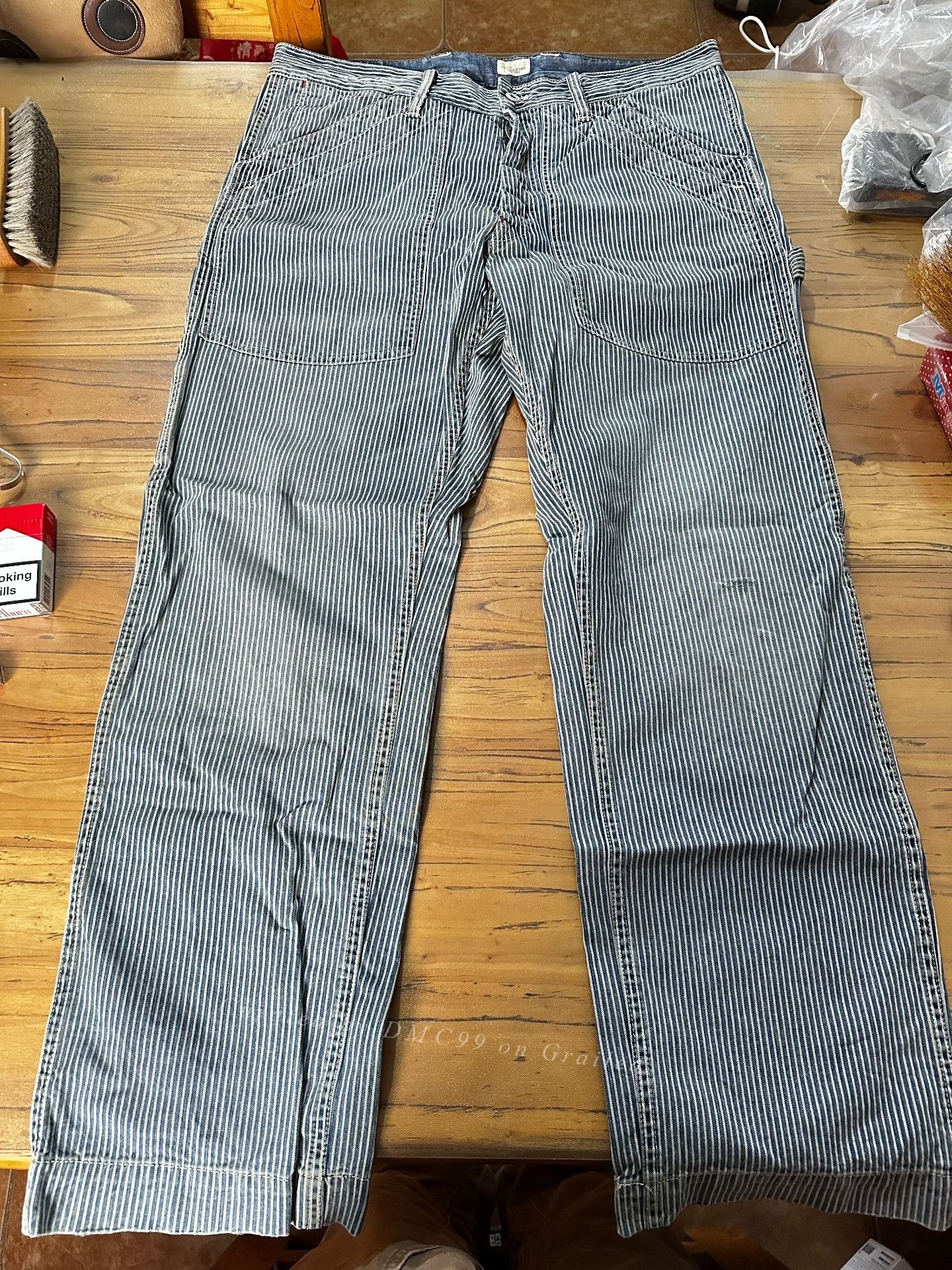 RRL Ralph Lauren RRL Vintage Blue White Striped Pants Size US 30 / EU 46 - 1 Thumbnail