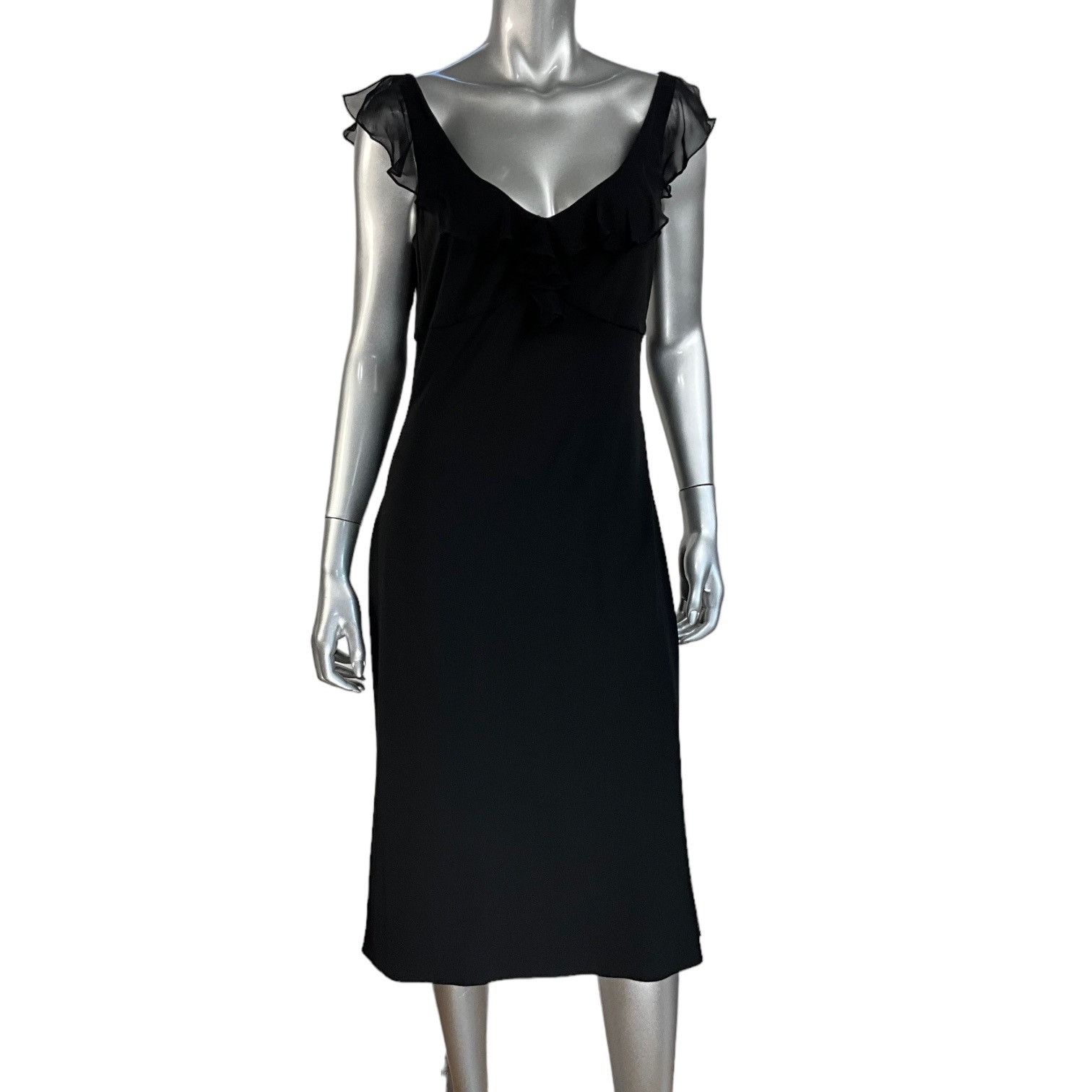 Elie Tahari Elie Tahari Maggie Silk Blend Black Midi Dress Size XL / US 12-14 / IT 48-50 - 6 Thumbnail
