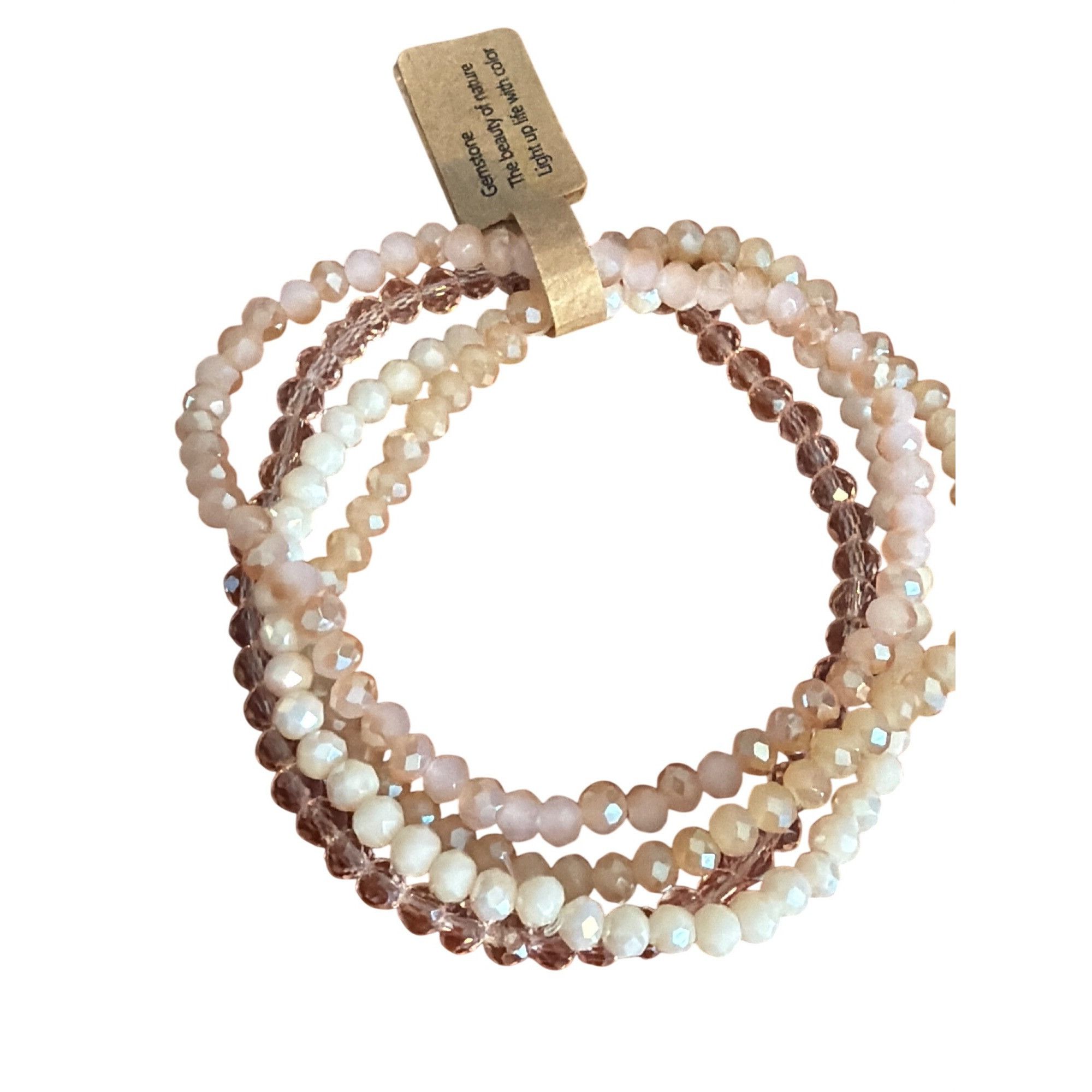 Other Lot of 4 Pink Clear Crystal Glass Quartz Bead Stretch Bracel Size ONE SIZE - 1 Thumbnail