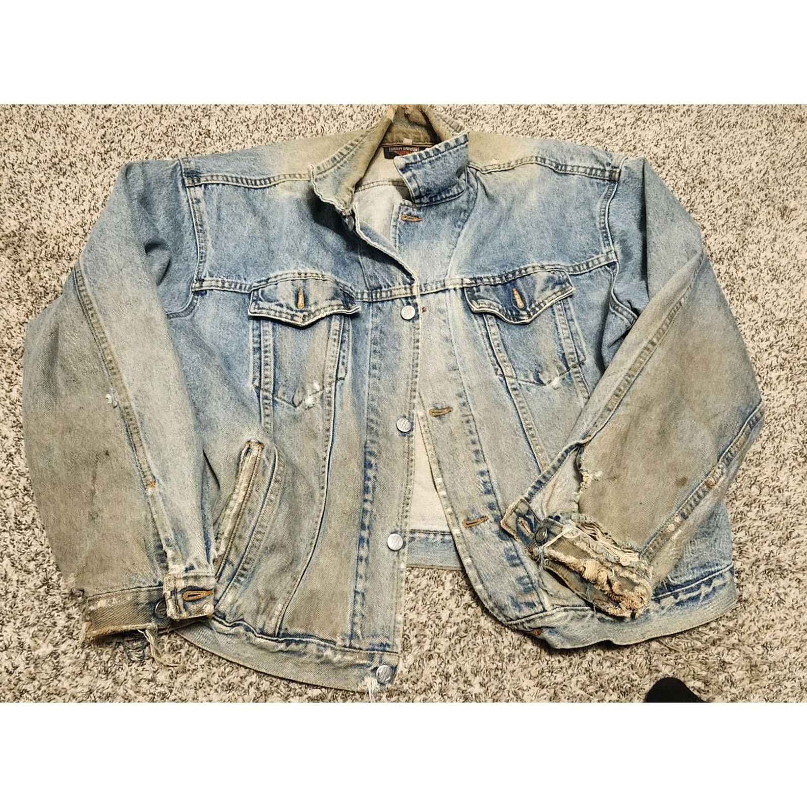 Harley Davidson VINTAGE Harley-Davidson Denim Jacket XL Blue Eagle Embroidery 90s Biker USA Men Size XL Size US XL / EU 56 / 4 - 2 Thumbnail