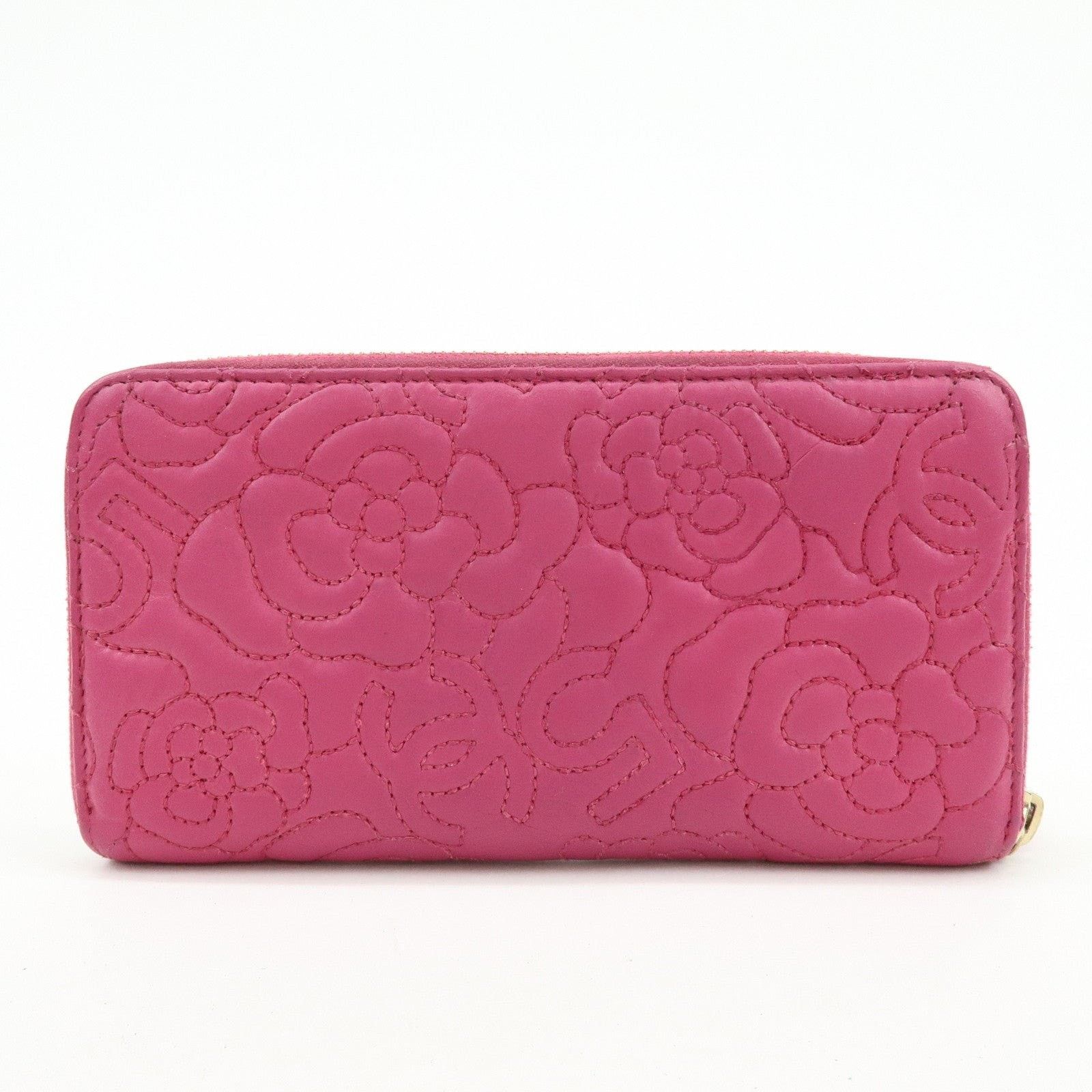 Chanel Chanel Camellia No.5 CC Logo Calfskin Zippy Long Wallet Pink Size ONE SIZE - 2 Thumbnail