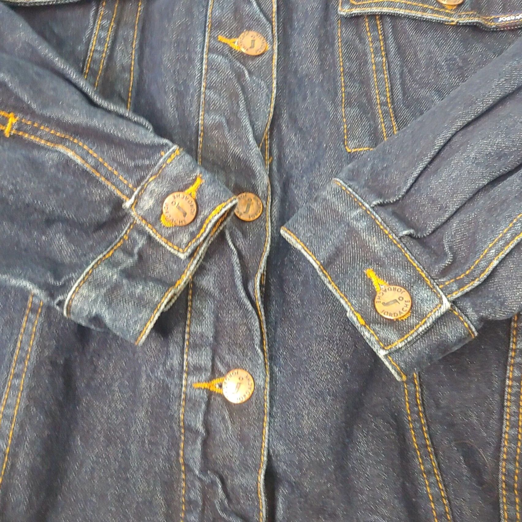 VINTAGE Jordache Jacket Women L Denim Blue Button Up Retro Classic Trucker Jacket Womens