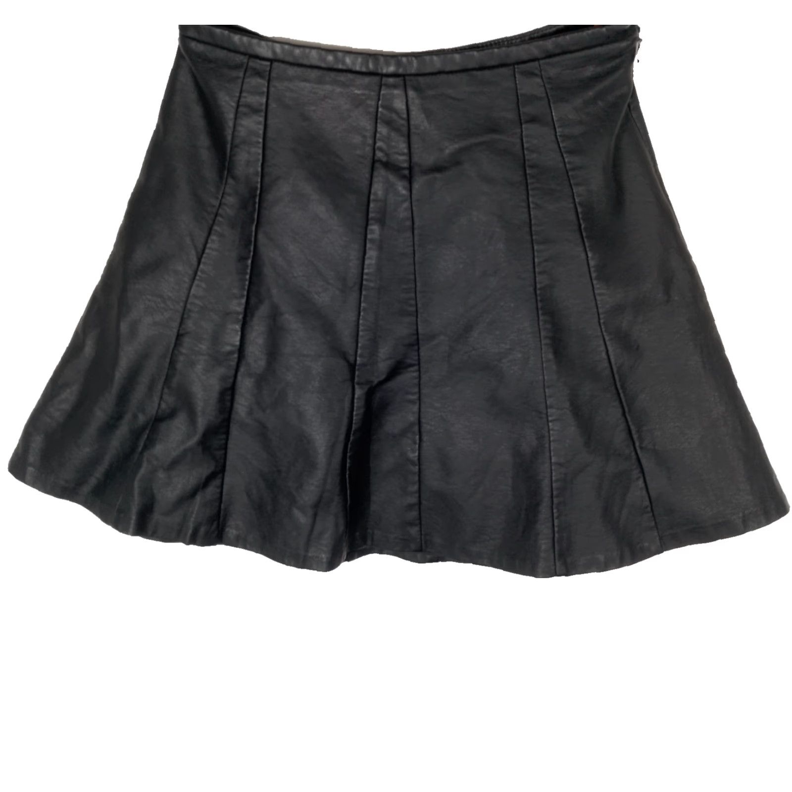 Express Express Skirt XS Black Mini Viscose PU Pleather Faux Leather Skater Biker Sexy Party Casual Womens Size 26" / US 2 / IT 38 - 2 Thumbnail