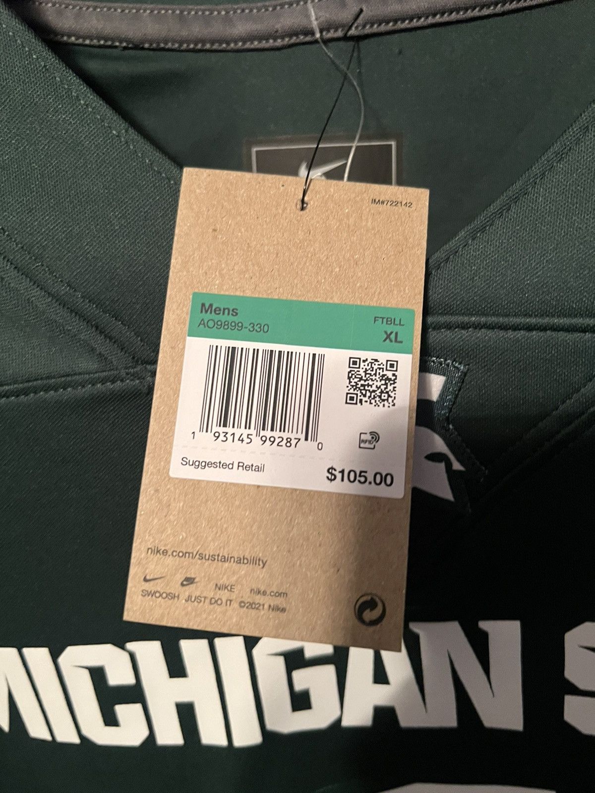 NCAA × Nike Nike Michigan State Football Jersey #1 Sz XL Size US XL / EU 56 / 4 - 2 Thumbnail