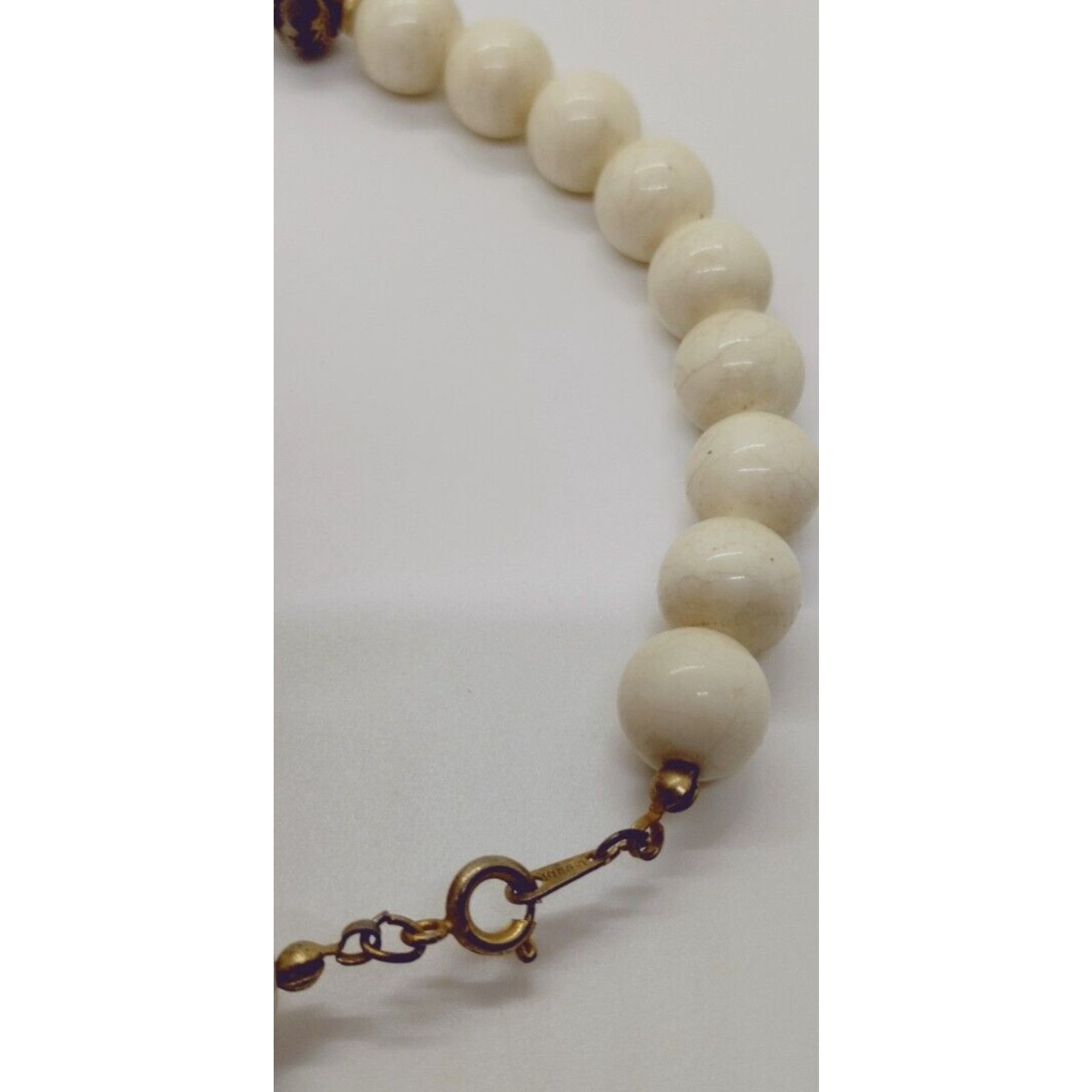 Vintage Antique Silver Tone White Beaded Necklace - Vintage 30" Size ONE SIZE - 5 Thumbnail