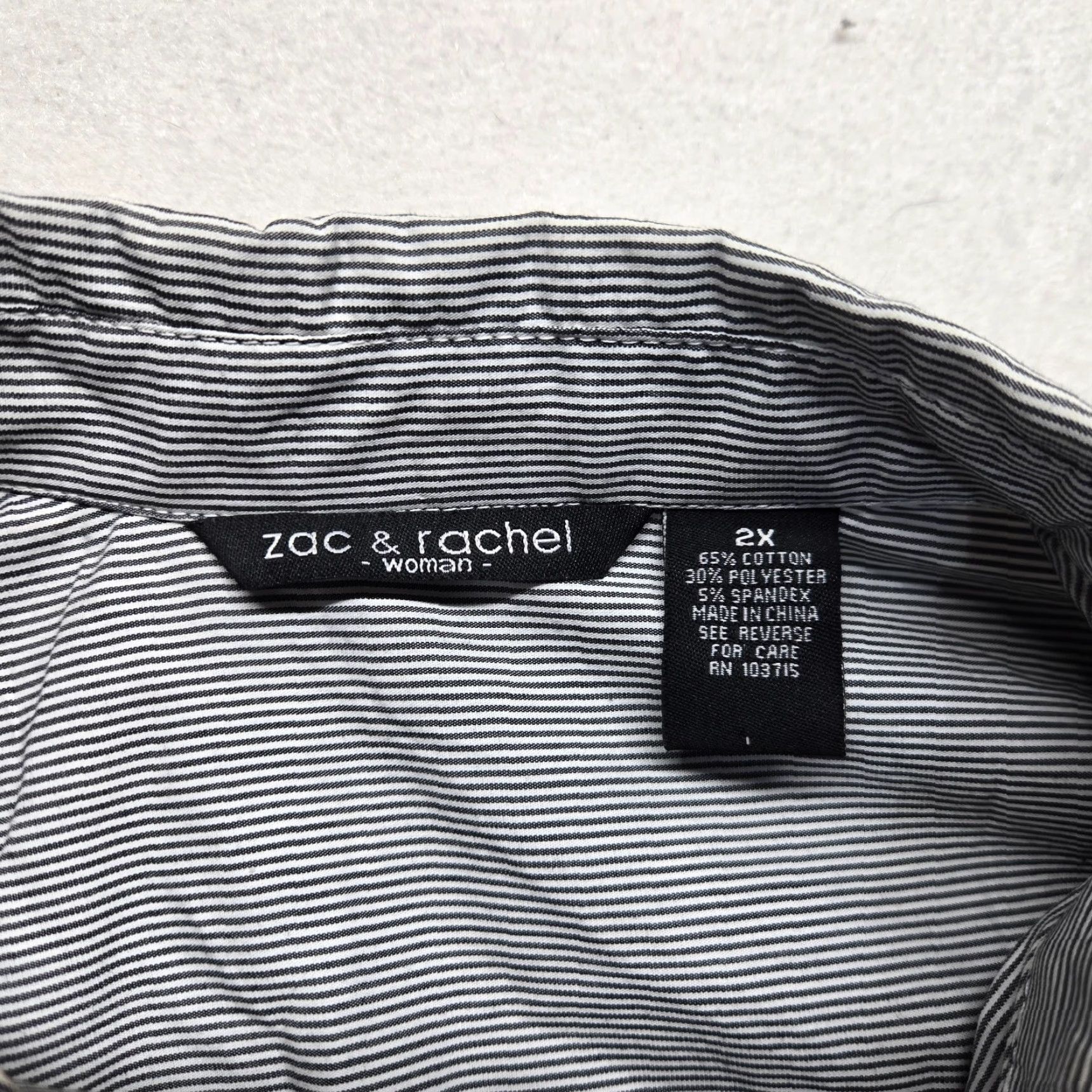 Vintage Zac & Rachel Shirt Button-Up Dress Gray 3/4 Sleeve Cotton Adult Women's Size 2X Size XXL / US 16-18 / IT 52-54 - 3 Thumbnail
