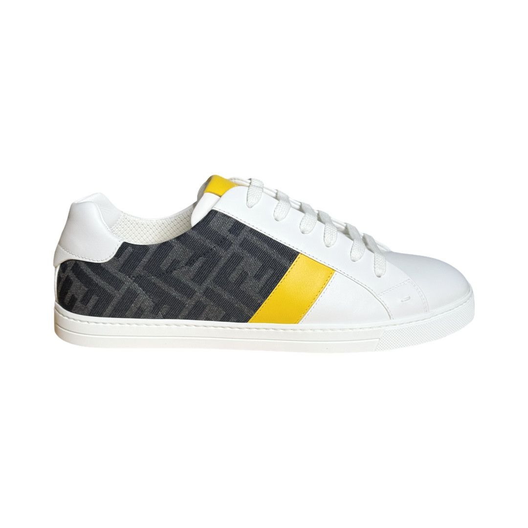 Fendi Light Grey Leather Domino Sneakers | Grailed