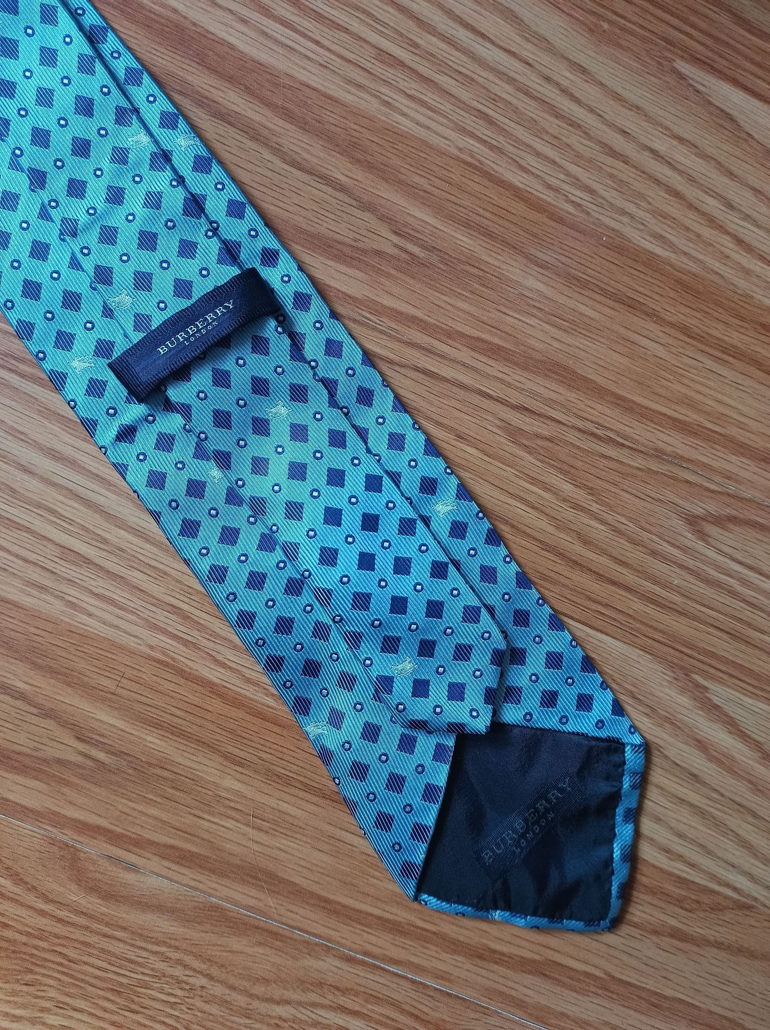 Burberry BURBERRY London Blue Monogram Logo Silk Mens Tie Size ONE SIZE - 2 Thumbnail