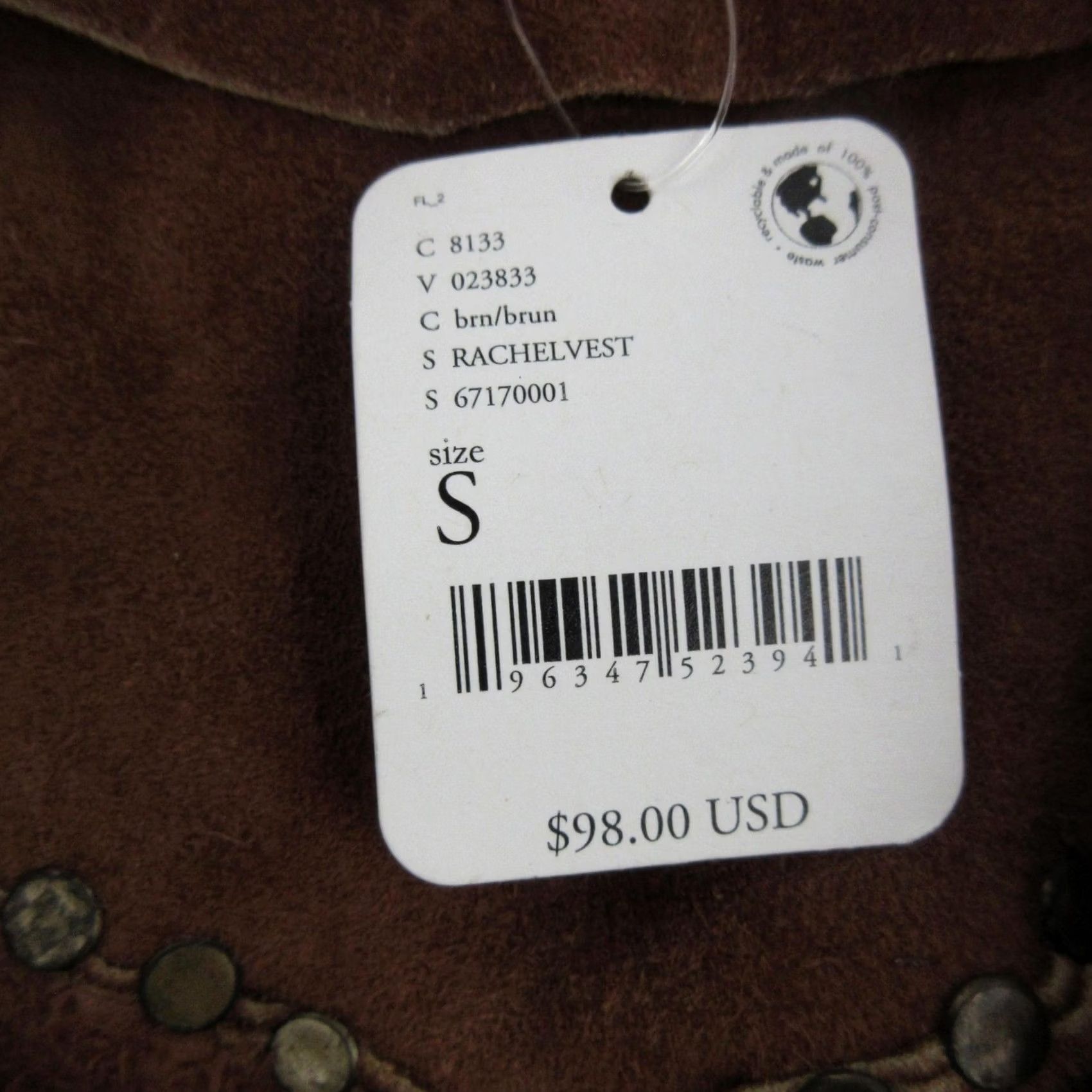 Vintage Understated Leather Womens Vest Suede Western Snap Front Studded Yoke Brown S Small Size S / US 4 / IT 40 - 4 Thumbnail
