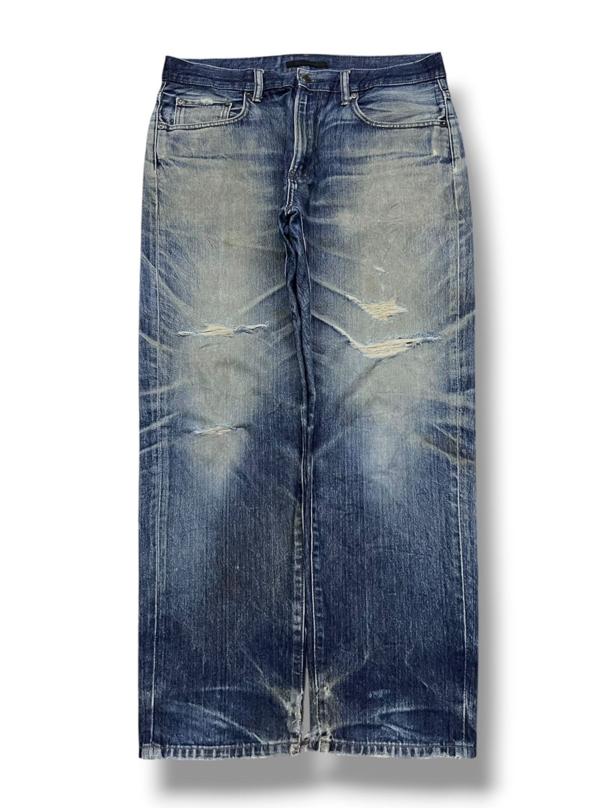 Uniqlo Vintage Uniqlo Japan - Faded Wash, Distressed Denim Size US 35 - 2 Thumbnail