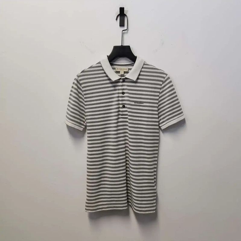 Burberry Gray Striped Men's Polo Shirt