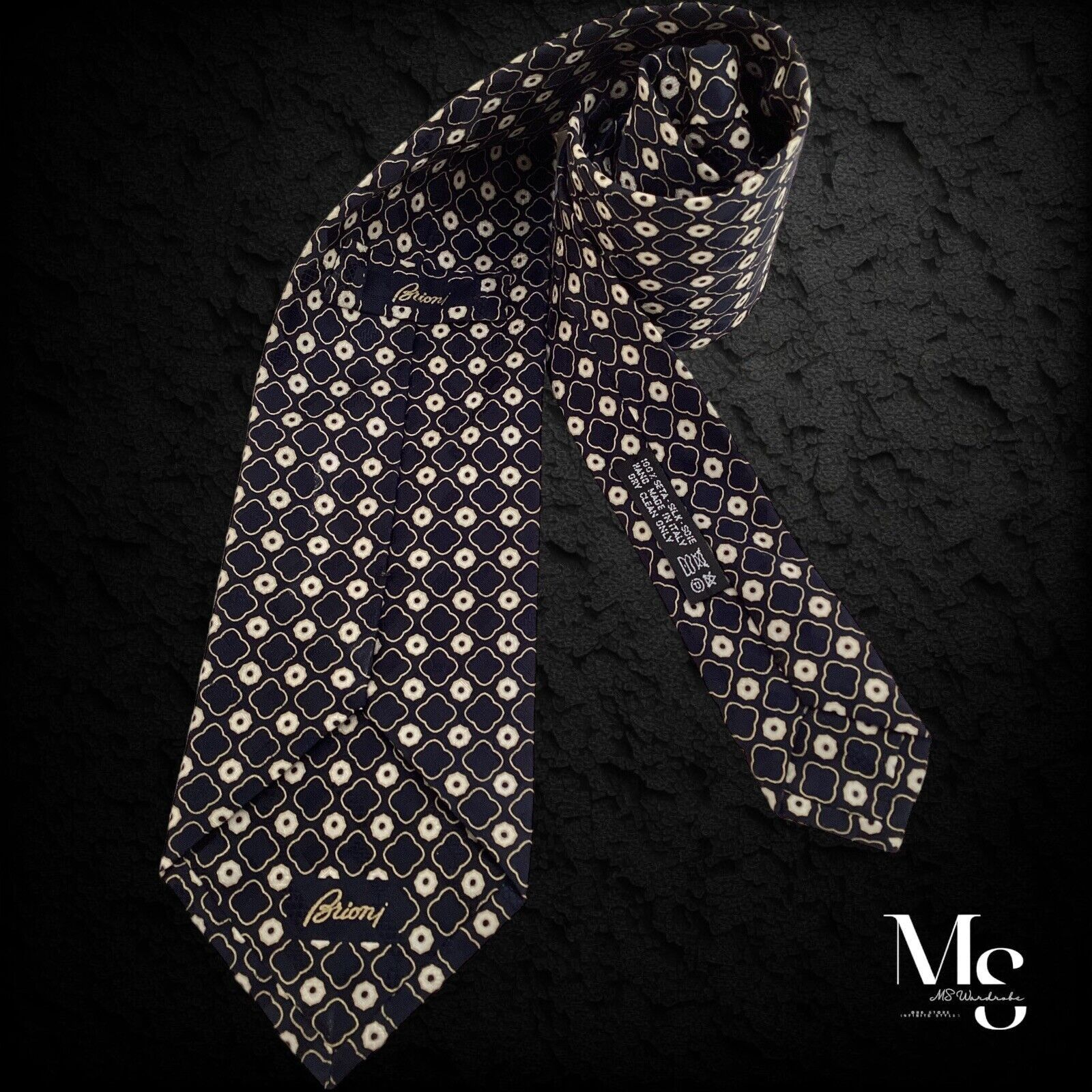 Brioni BRIONI Black Beige Geometric Luxury Silk Tie Hand.Made Italy Size ONE SIZE - 2 Thumbnail