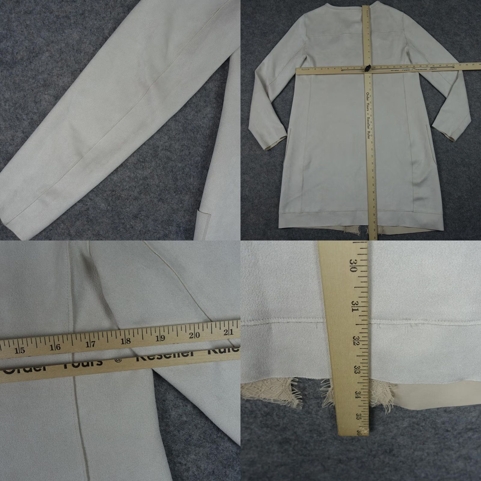 Vintage Carmen Marc Valvo Jacket Womens Small Beige Faux Leather Longline Coatigan VTG Size S / US 4 / IT 40 - 9 Thumbnail