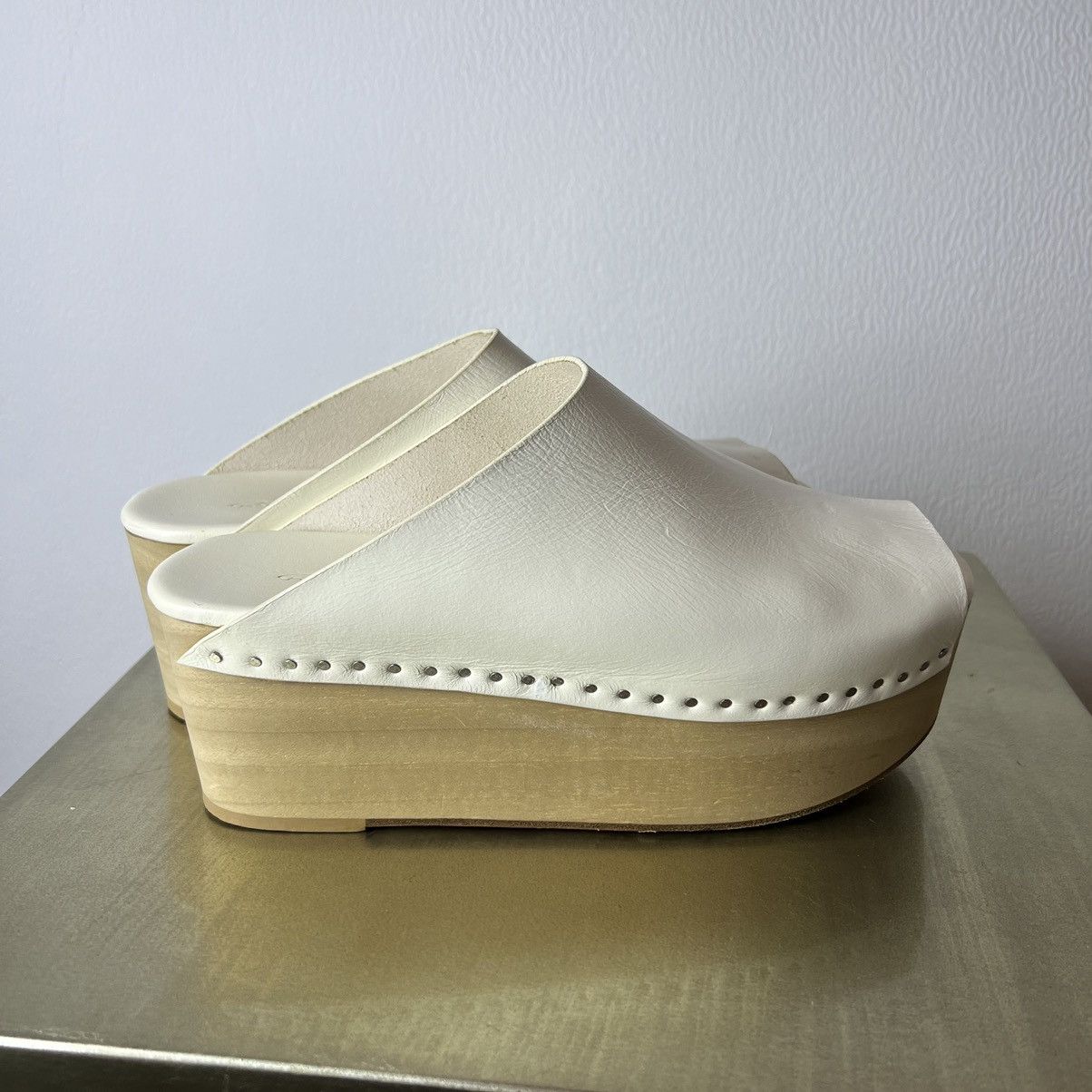 image of Rick Owens Platform Mule Shoess Shoes in White, Women's (Size 9)