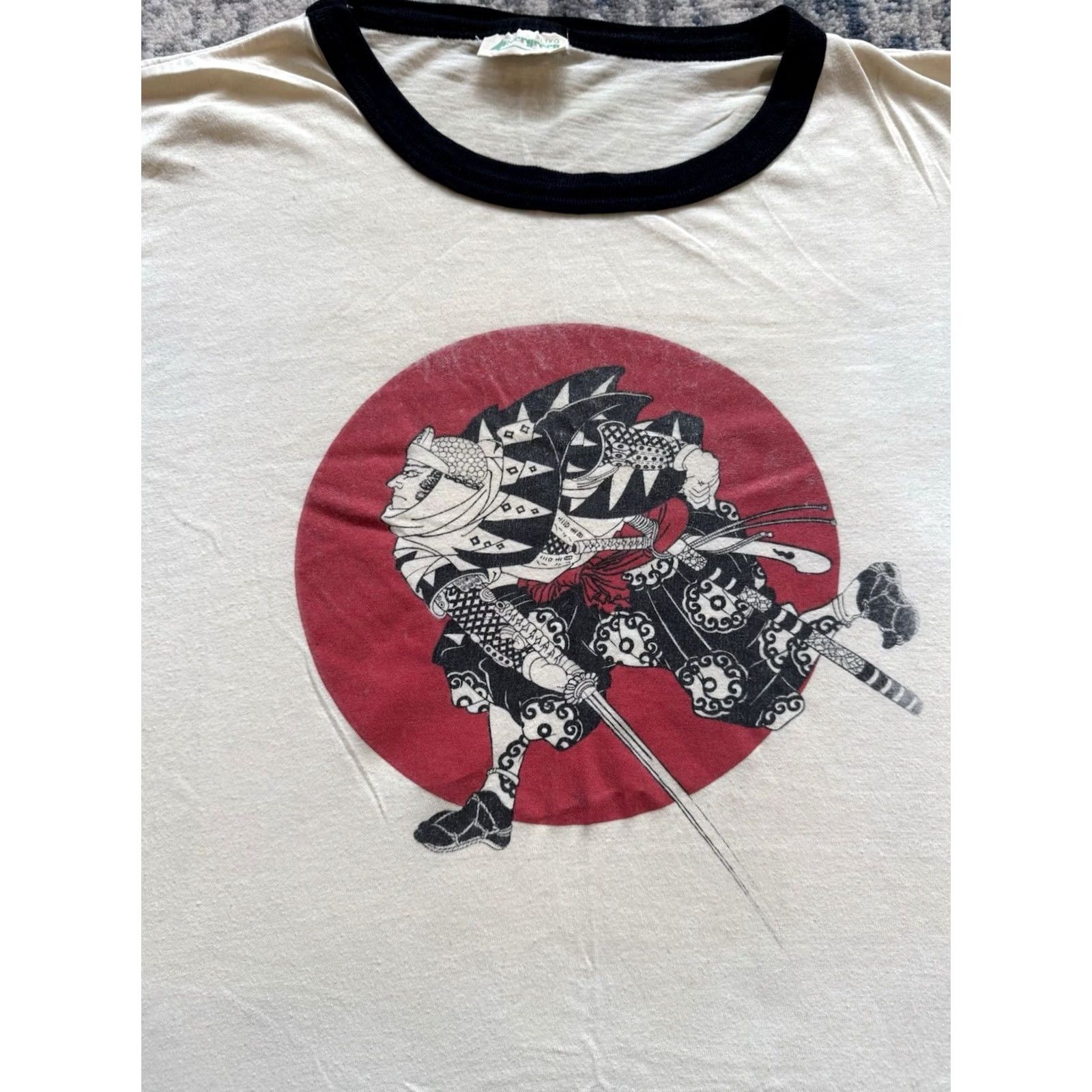 Evergreen VINTAGE 70s Japanese Samurai Ringer T Shirt XL Japan Culture Evergreen Art Punk Mens Size US XL / EU 56 / 4 - 2 Thumbnail