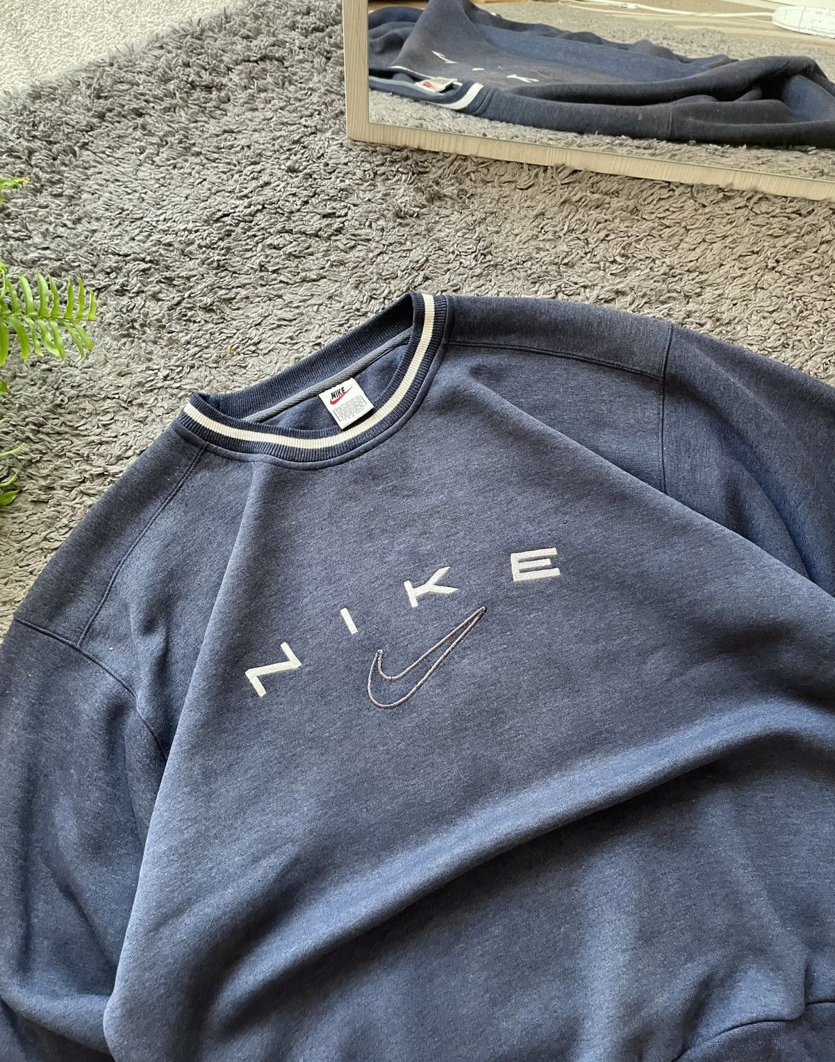 Nike × Vintage 90s Nike Vintage Sweatshirt Streetwear Center Logo Swoosh Size US XL / EU 56 / 4 - 3 Thumbnail