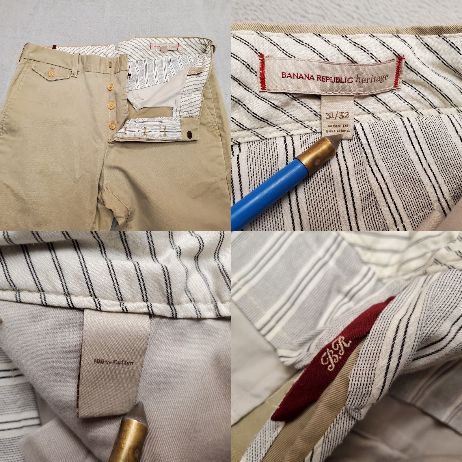 Banana Republic Banana Republic Pants Womens 31x32 Khaki Flat Front Button Fly Chino 100% Cotton Beige Twill Pockets Jeans? Size 24" / US 00 / IT 34 - 9 Thumbnail