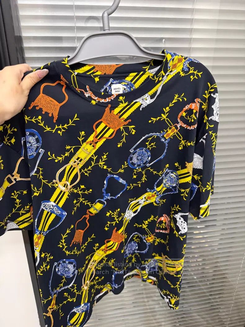Hermes Hermes Color Block Lock Pattern Short Sleeve Size M / US 6-8 / IT 42-44 - 1 Thumbnail