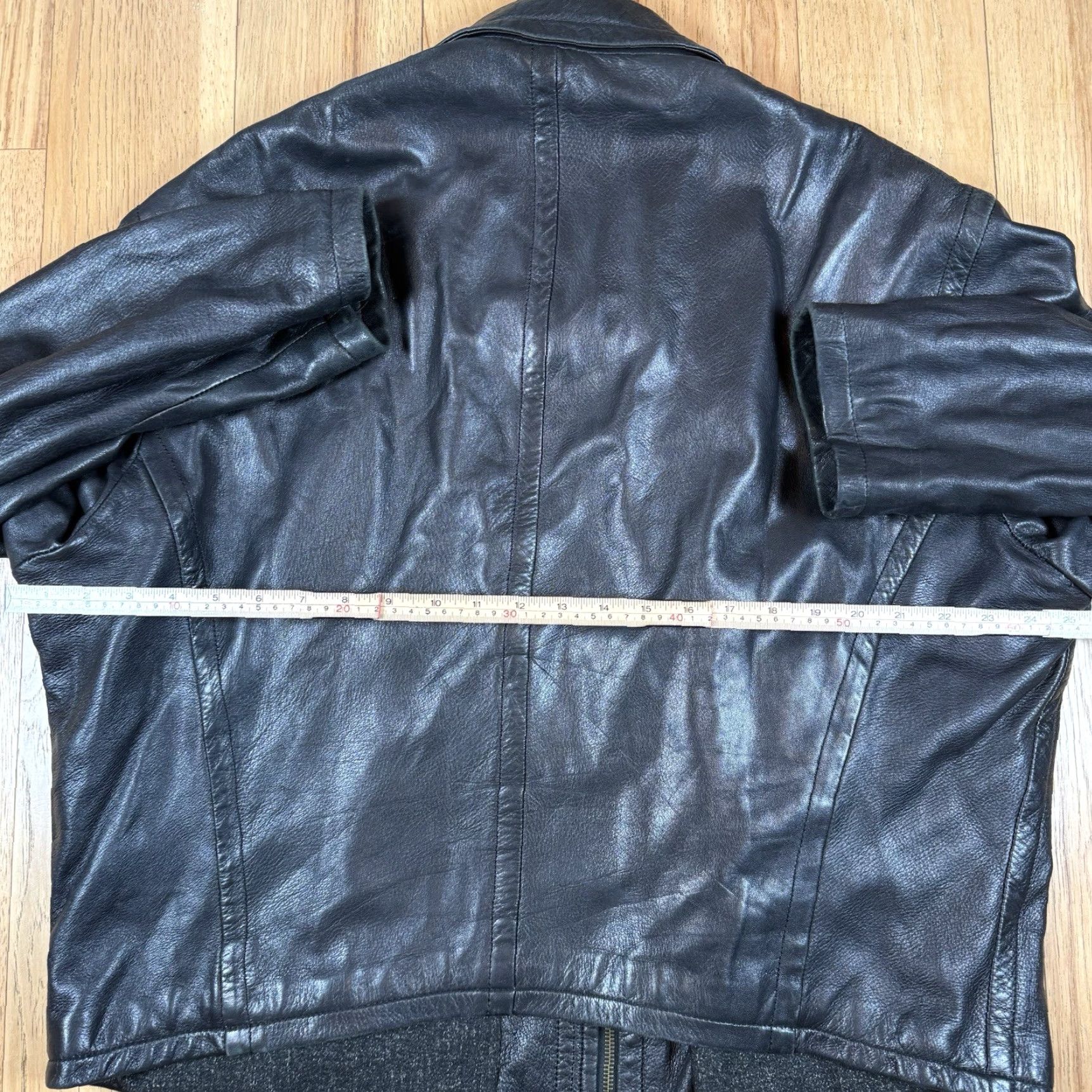 Donna Karan VINTAGE Donna Karan Leather Motorcycle Jacket Womens 2XL Black Wool Linen Lined Button Zip Biker Jacket Womens Men? Size XXL / US 16-18 / IT 52-54 - 4 Thumbnail