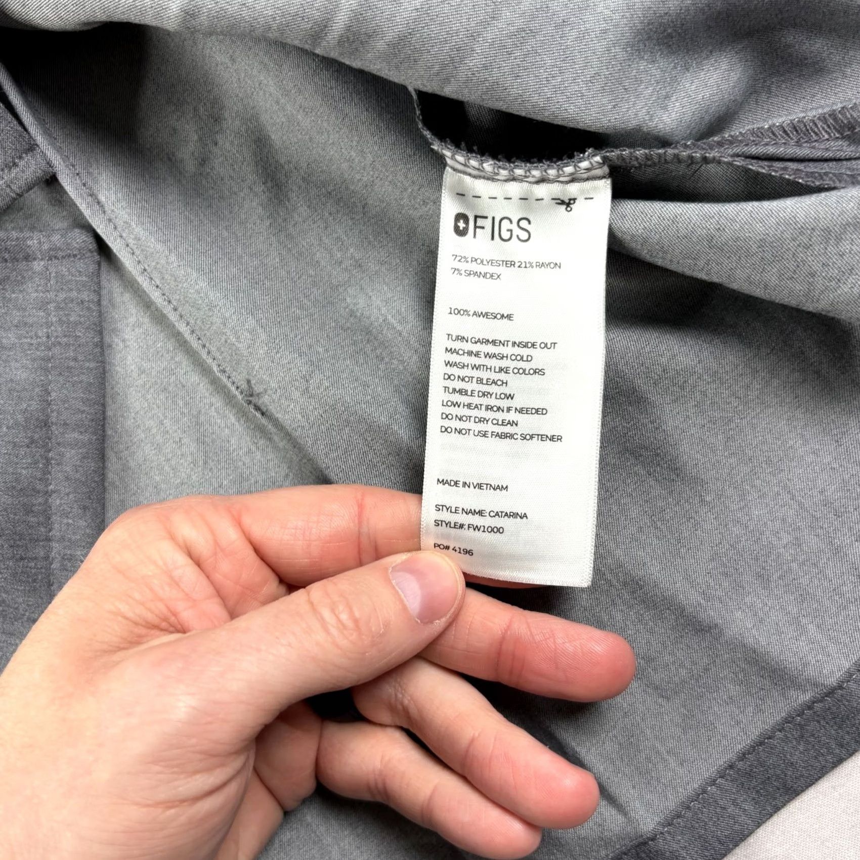 Vintage FIGS Scrub Top Shirt Womens 2XL Gray Catarina One Pocket Nurse Medical NEW Size XXL / US 16-18 / IT 52-54 - 7 Thumbnail