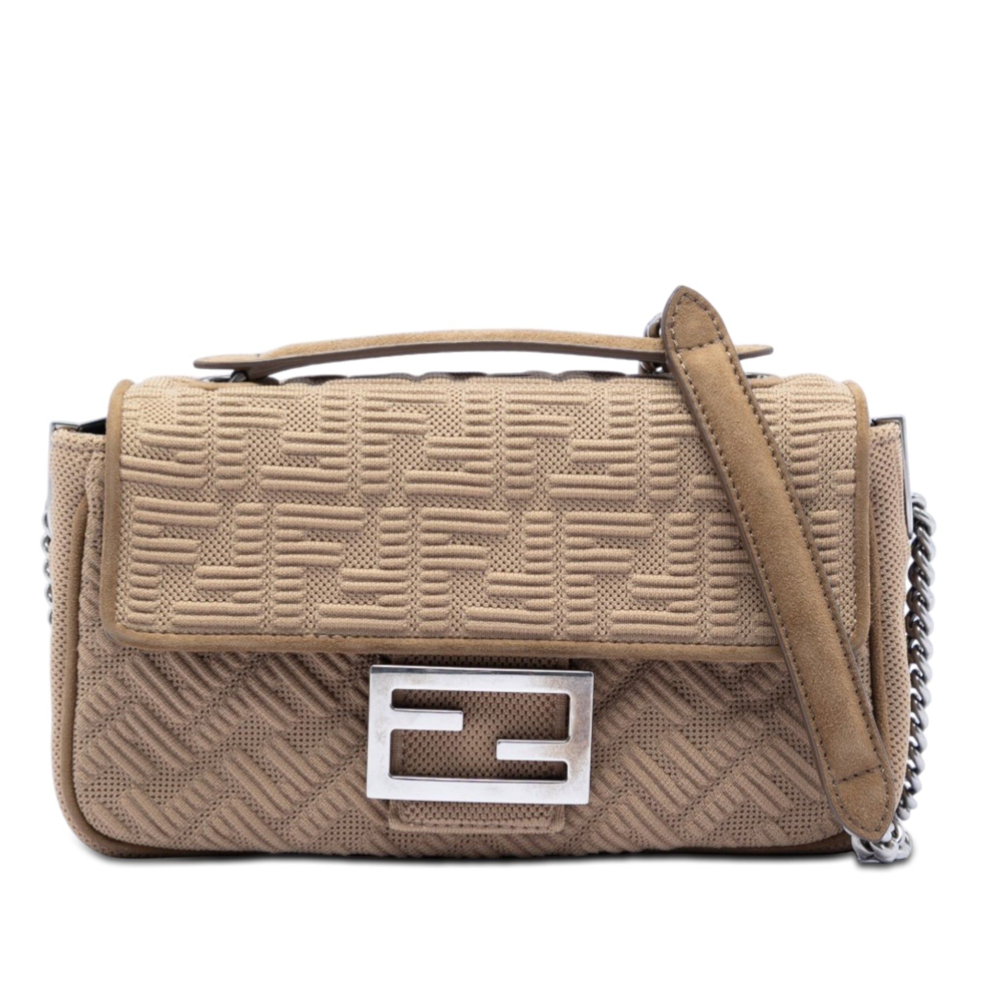 Fendi Zucca Embossed Technical Fabric Chain Midi Baguette Size ONE SIZE - 1 Thumbnail
