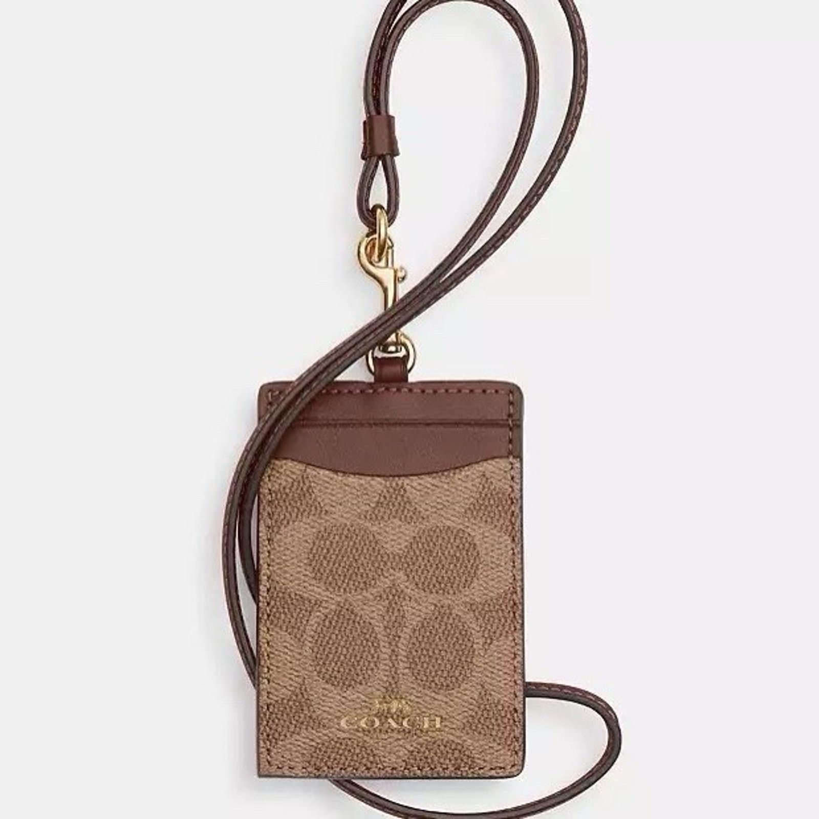 Coach NWT COACH ID Lanyard Signature Leather Tan/Brown CZ285 Size ONE SIZE - 6 Thumbnail
