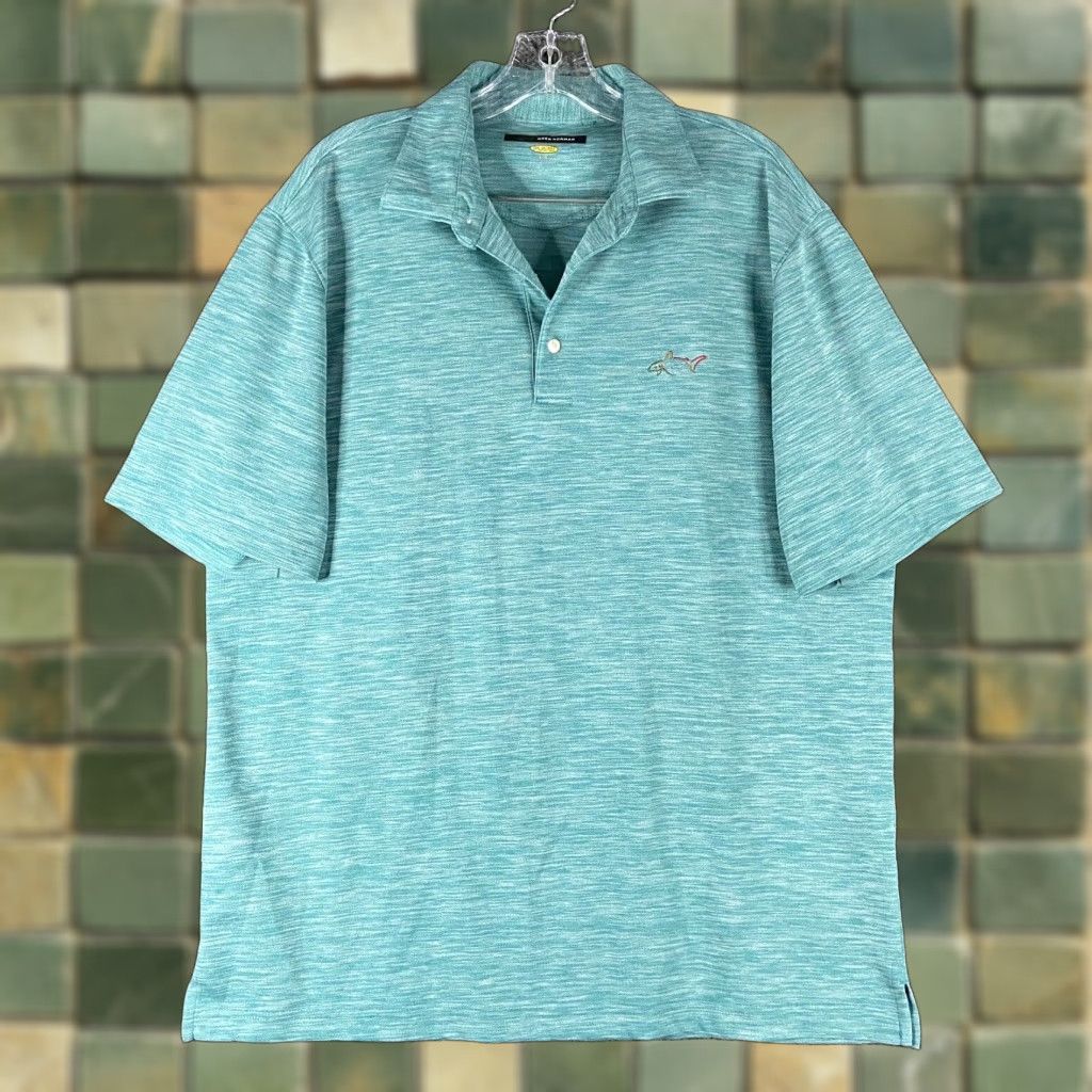 Vintage GREG NORMAN Play Dry Blue Heathered Polo Men’s Large Size US L / EU 52-54 / 3 - 1 Thumbnail