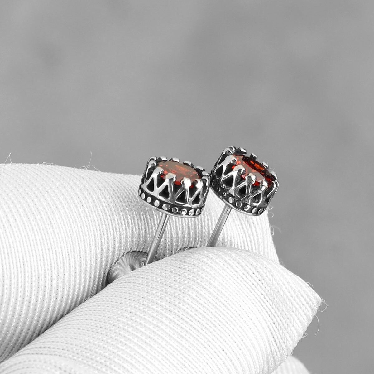 Jewelry Red Tiny Stud Earrings Charm Stainless Steel Earring Gift Size ONE SIZE - 6 Thumbnail