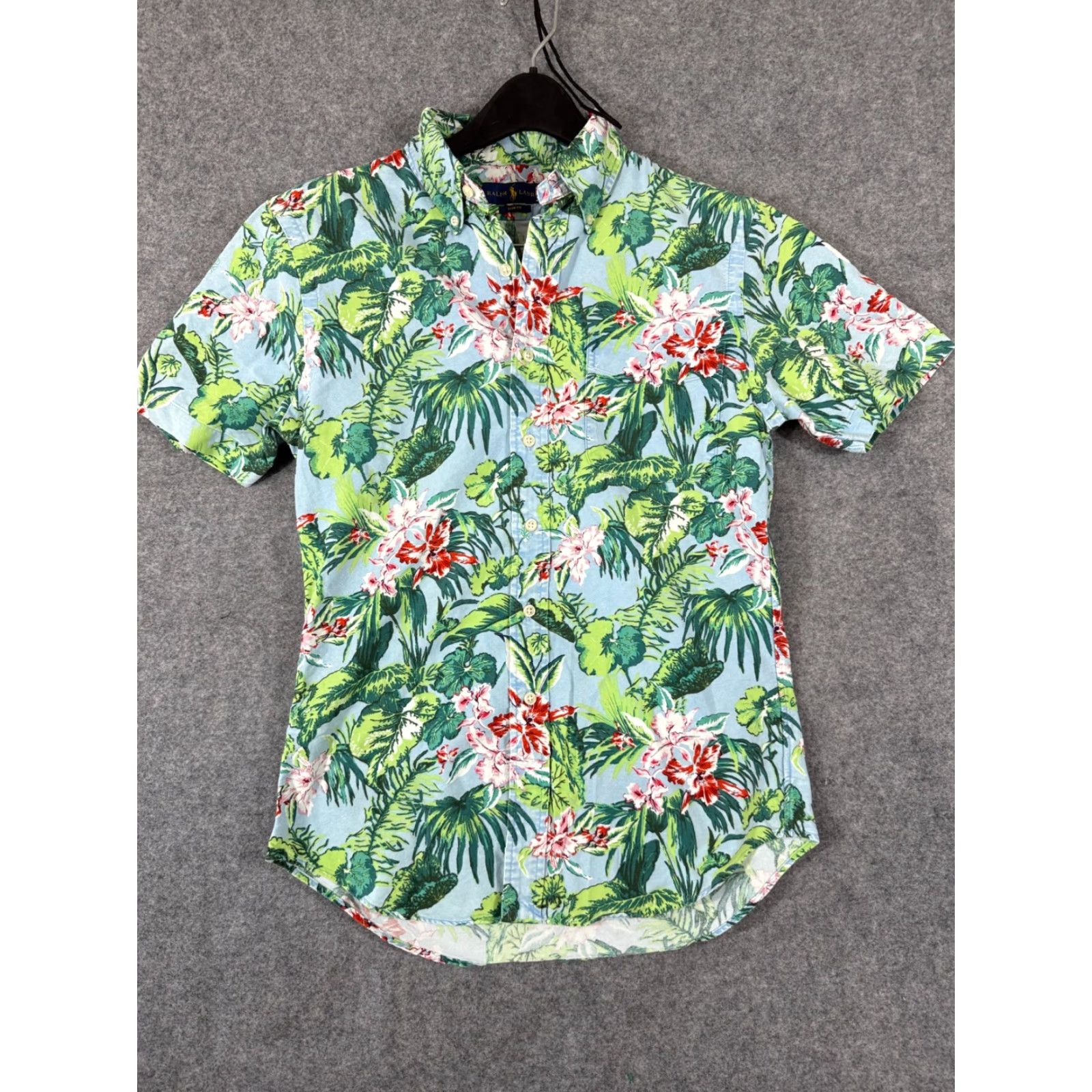 Polo Ralph Lauren Ralph Lauren Hawaiian Shirt Mens S Blue Green Tropical Slim Fit Button Down Short Sleeve Size US S / EU 44-46 / 1 - 3 Thumbnail