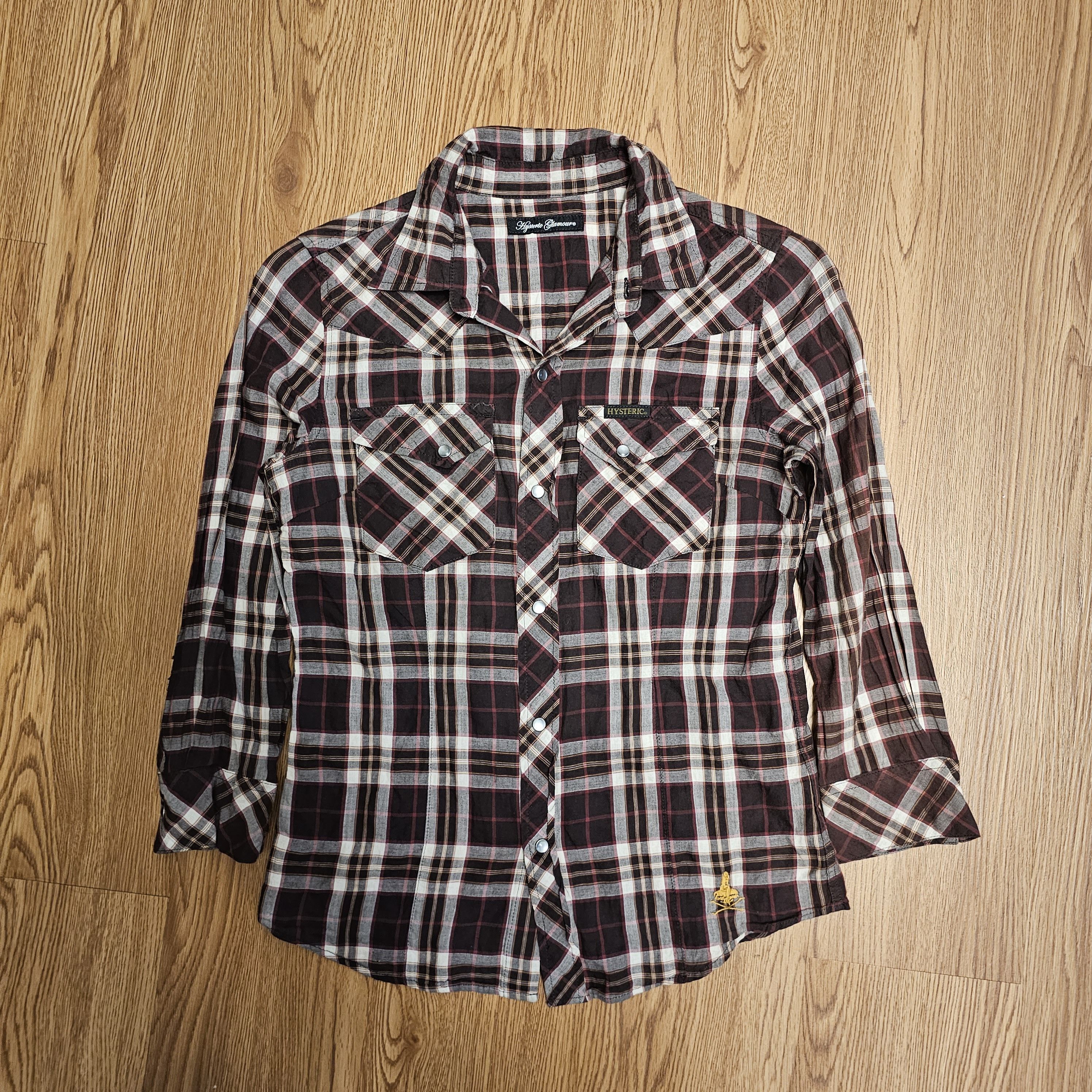 Vintage Hysteric Glamour Plaid Pearl Snap Button