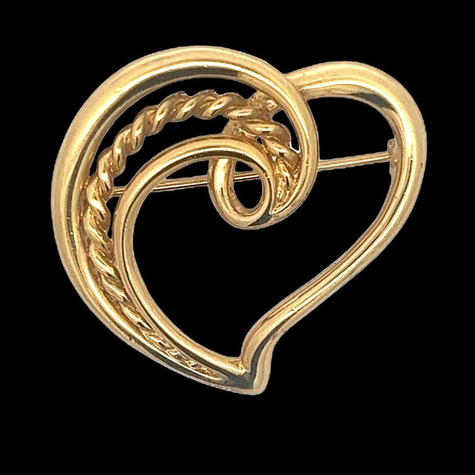 & Other Stories Vintage Signed Napier Twist Rope Heart Gold Tone Brooch Pin Size ONE SIZE - 1 Thumbnail