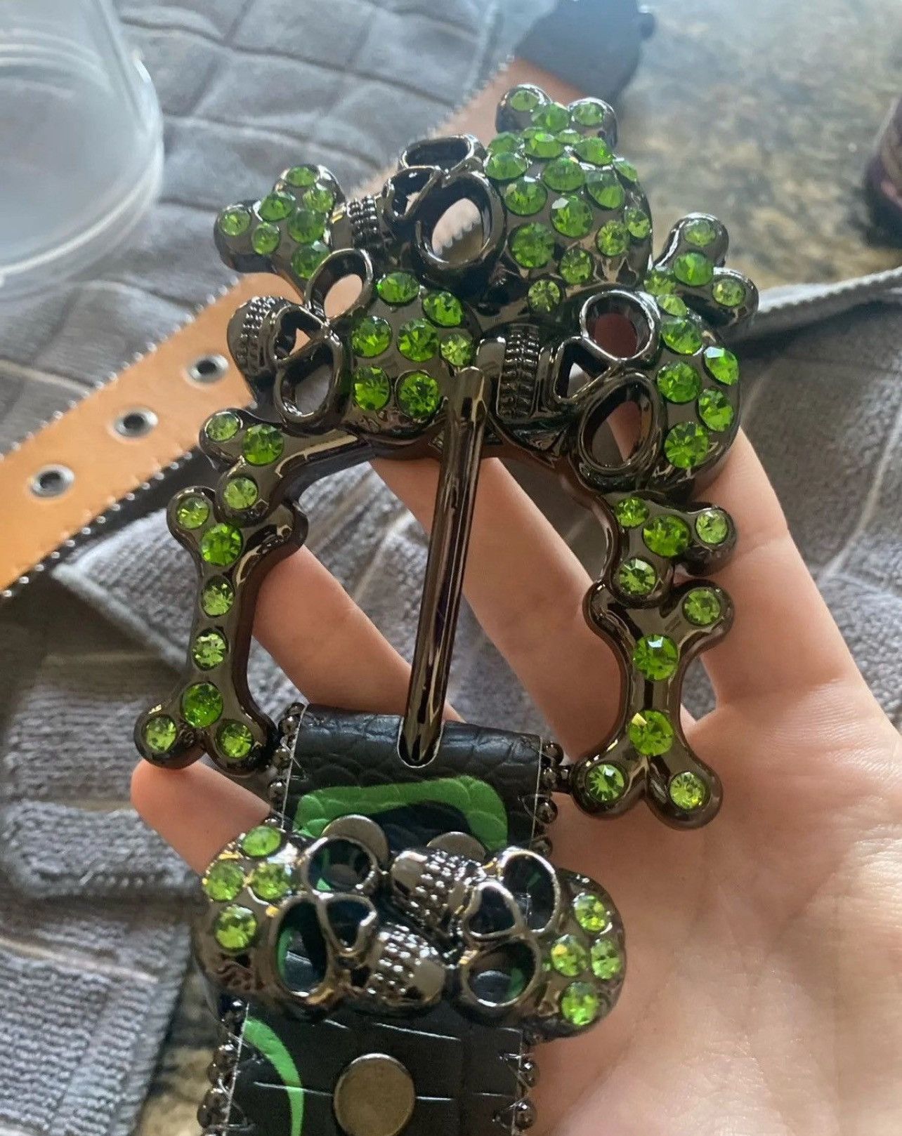Japanese Brand × Leather Skull Western Design Crystal Studded PU Belt Size ONE SIZE - 6 Thumbnail