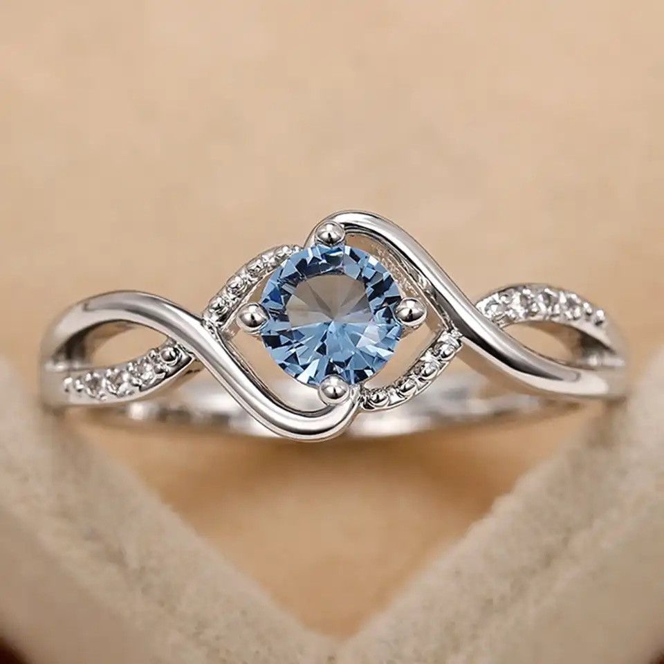 Designer × Jewelry Charming Blue Cubic Zirconia Ring Size ONE SIZE - 1 Thumbnail