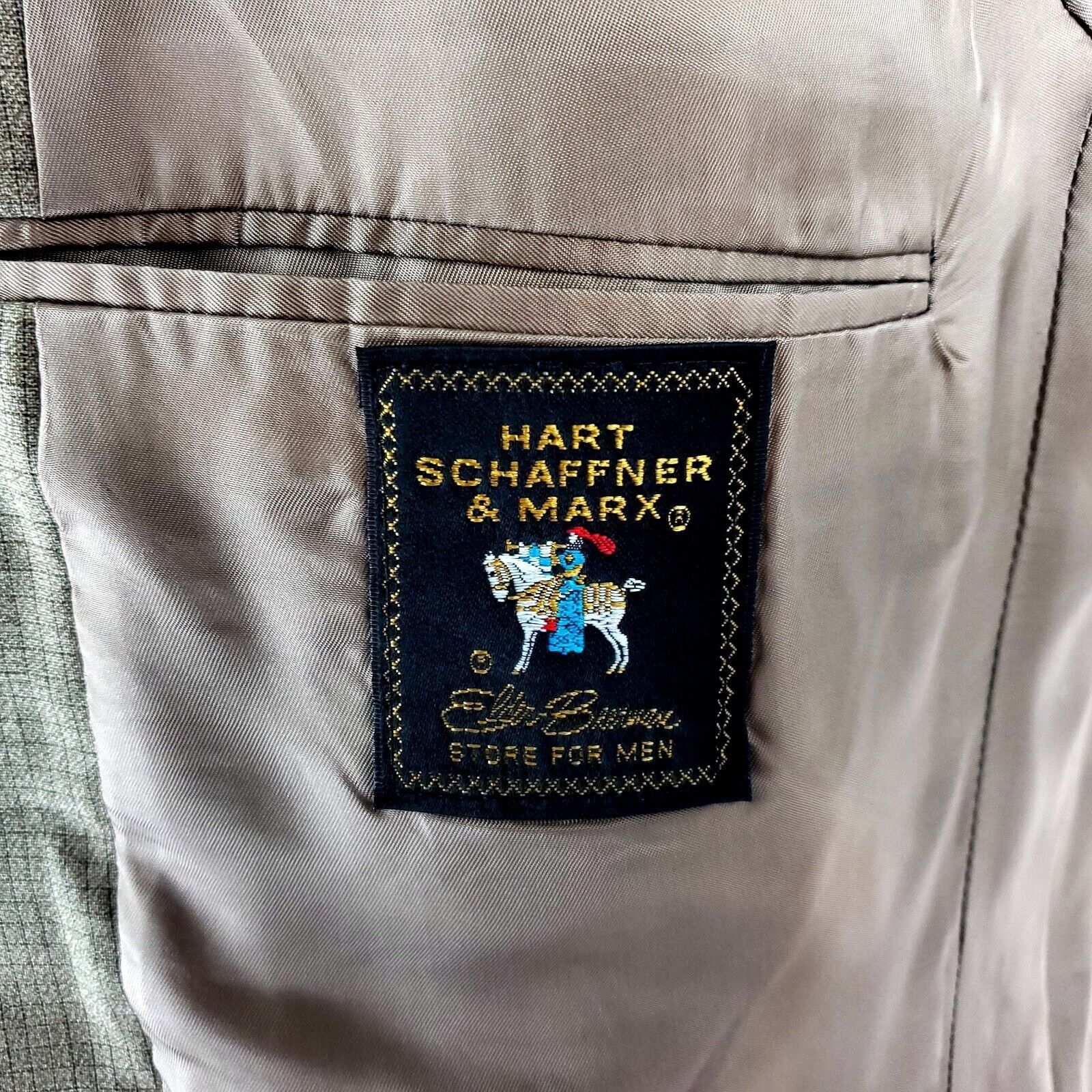 Hart Schaffner Marx Hart Schaffner Marx Wool 2 Button Blazer 42L Beige Windowpan Size 42L - 7 Thumbnail