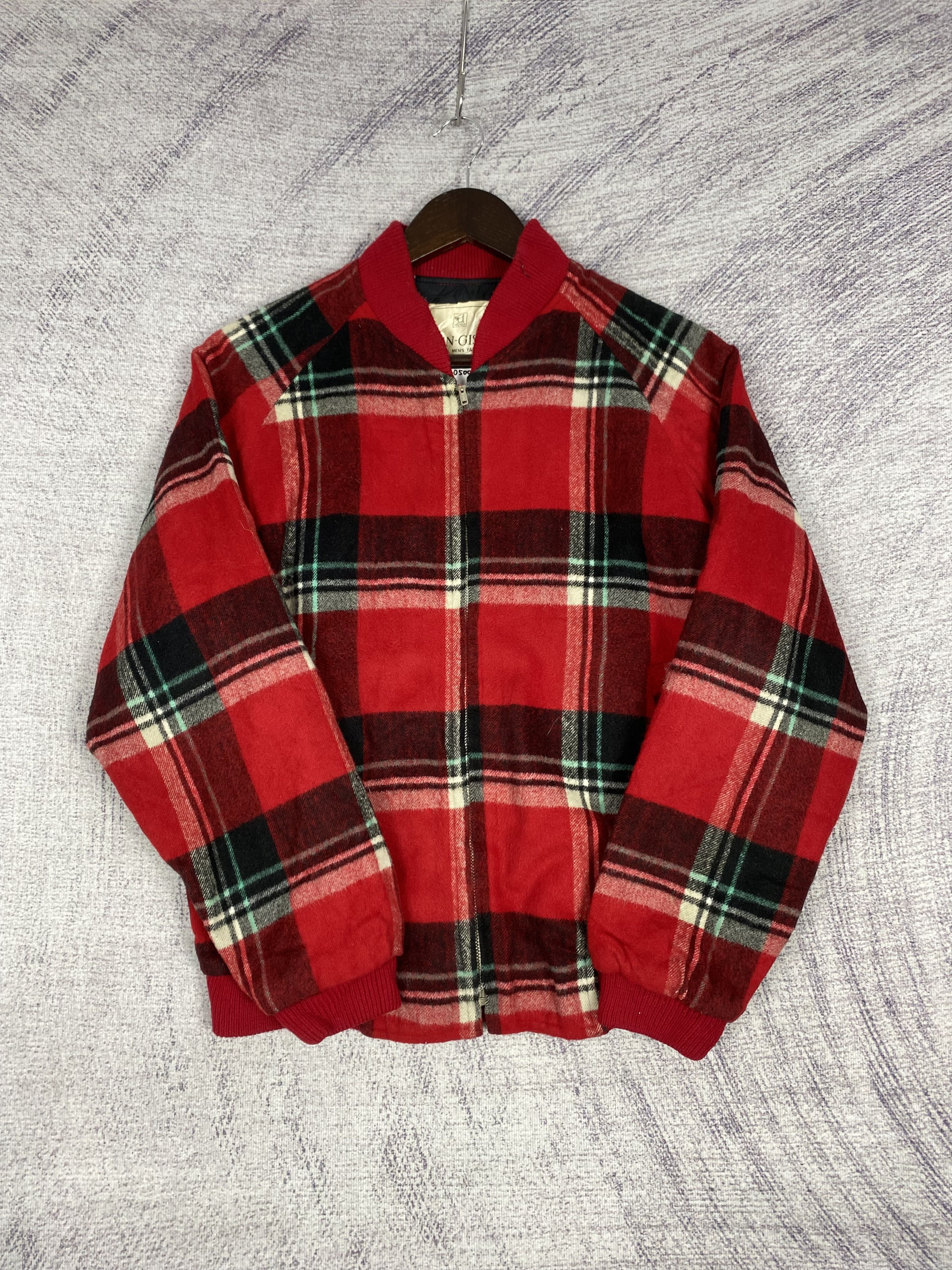 Japanese Brand Vintage Gin-Giss Wool Flannel Quilted Lining Bombers Jacket Size US L / EU 52-54 / 3 - 4 Thumbnail