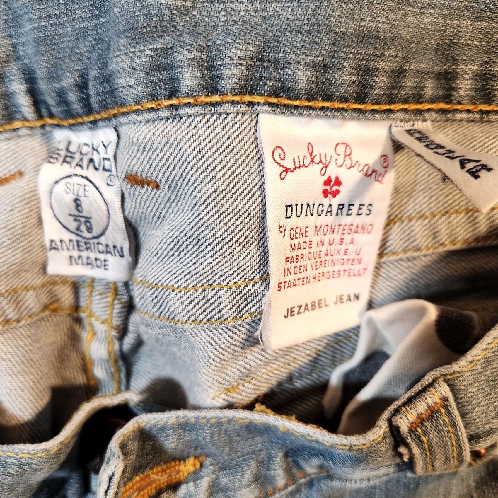 Lucky Brand VINTAGE Lucky Brand Jeans Womens 8 Jezabel Dungarees Blue Denim Stretch 32in Inseam Made in USA Womens Jeans Size 30" / US 8 / IT 44 - 2 Thumbnail