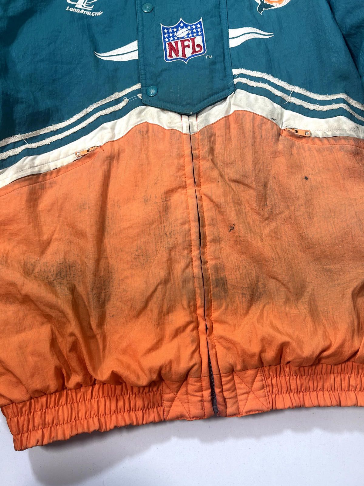 NFL Vintage 90s Miami Dolphins NFL Insulated Full Zip Jacket Size US L / EU 52-54 / 3 - 8 Thumbnail