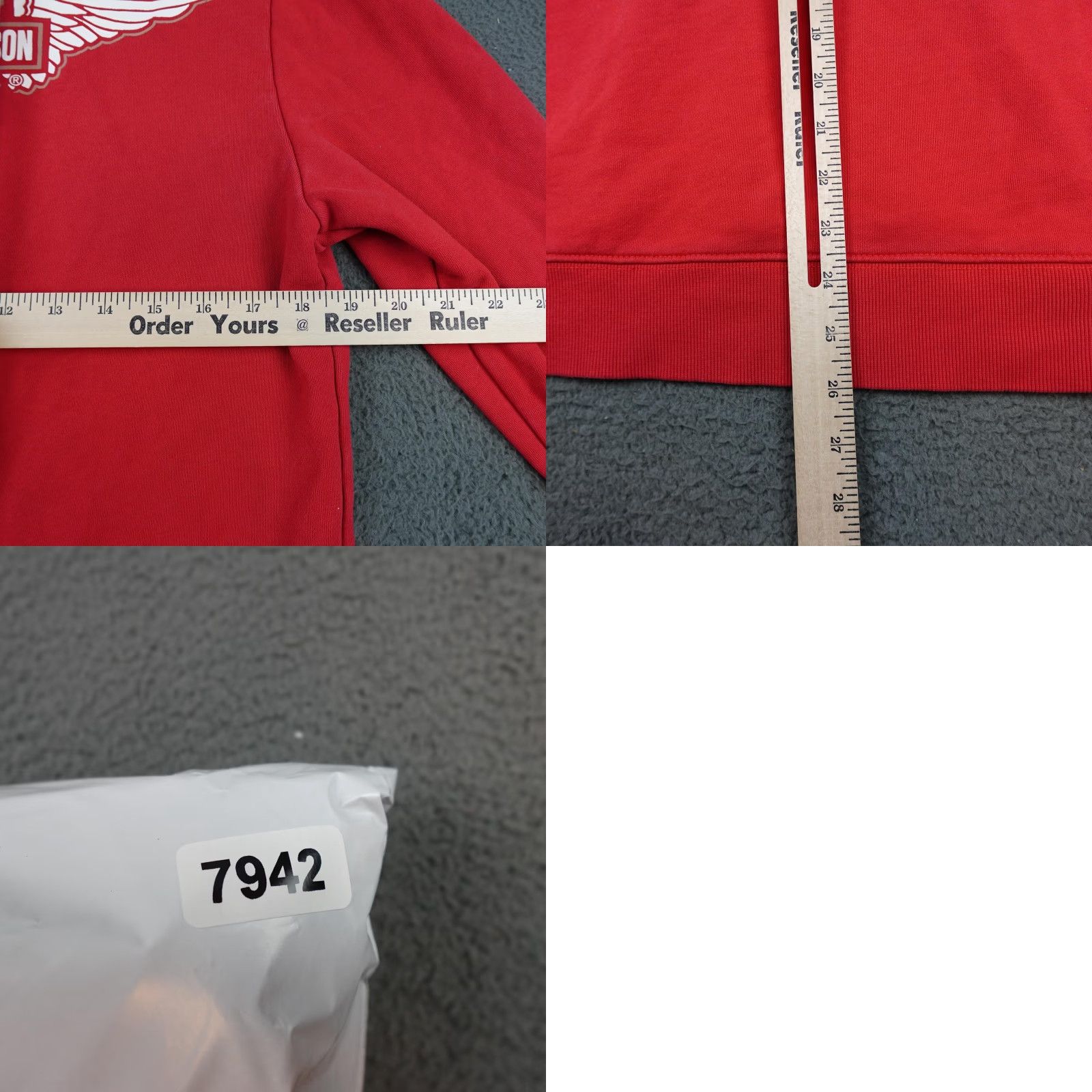 Harley Davidson Harley-Davidson Hoodie Mens Medium Red Pullover Sweatshirt Wings Logo Slim Size US M / EU 48-50 / 2 - 8 Thumbnail