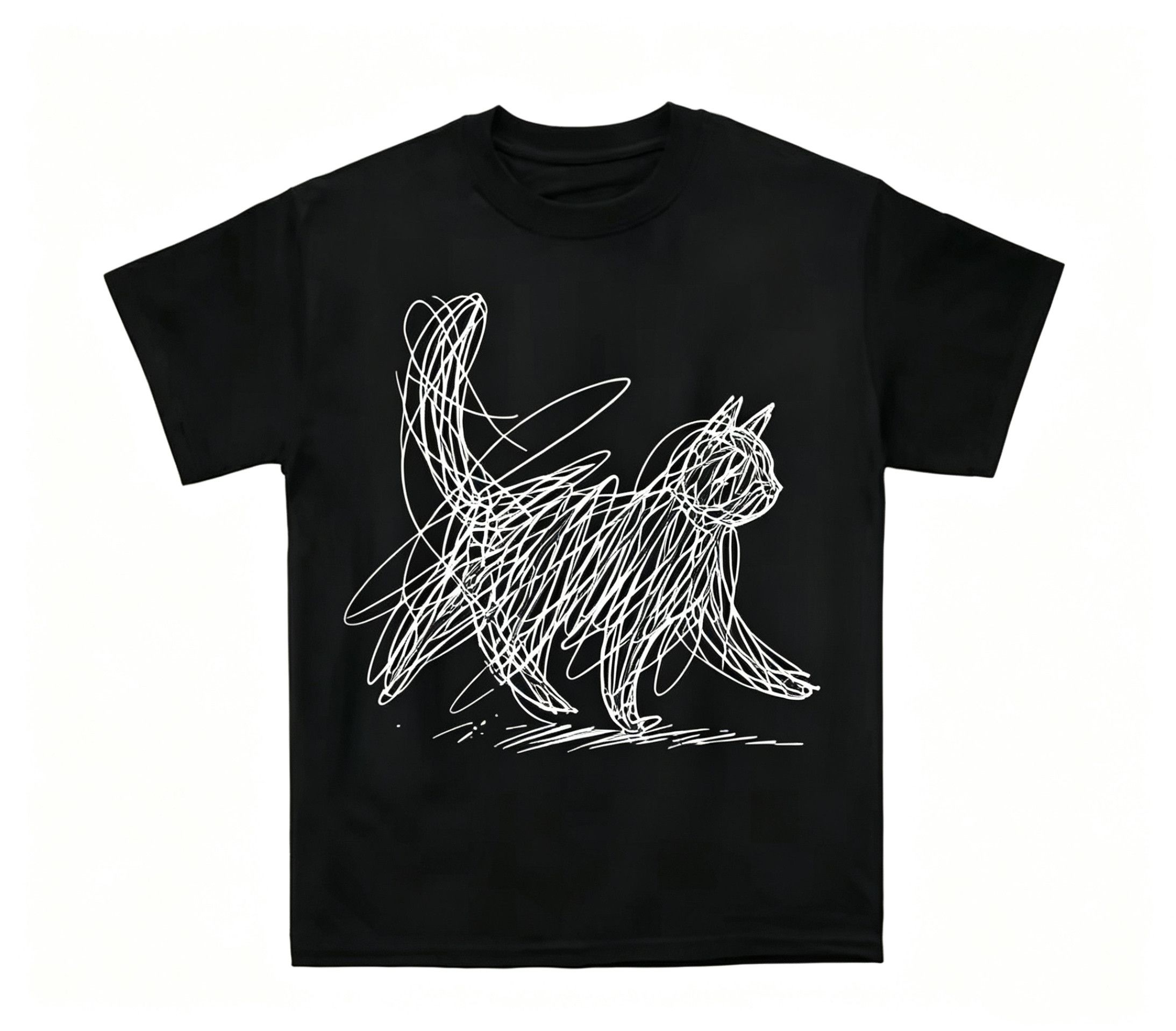 Japanese Brand Retro Abstract Cat Lines Minimalist Graffiti Graphic T-Shirt Size US S / EU 44-46 / 1 - 1 Thumbnail
