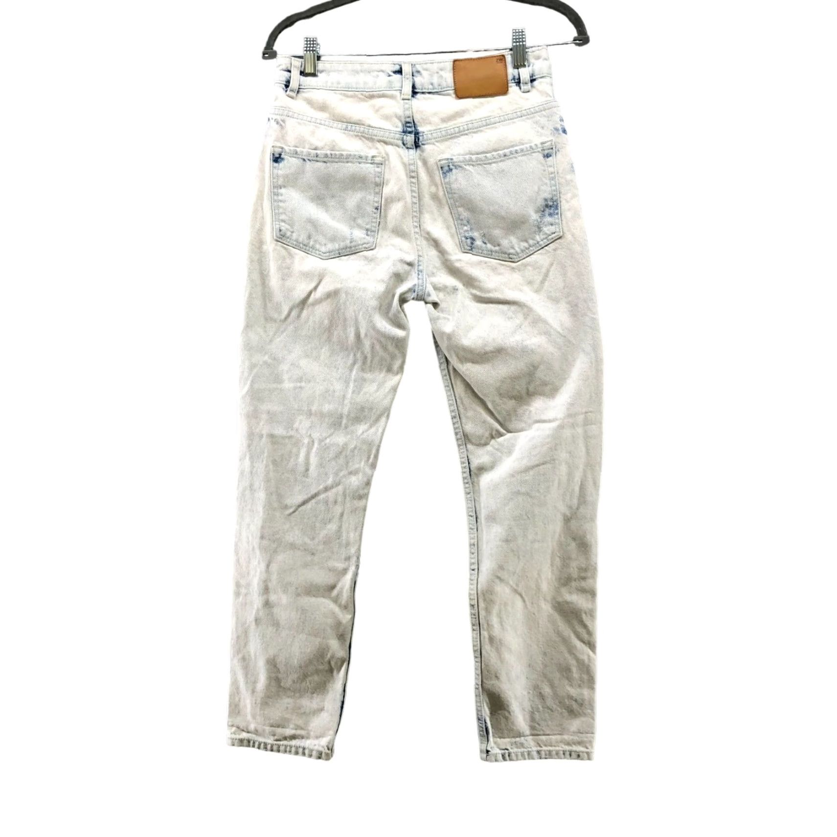 Zara Zara Jeans Womens 2 Relaxed Straight Distressed Boyfriend Light Stone Wash Blue 100% Cotton Zip Fly Mid Rise 5-Pocket Denim Pants Size 26" / US 2 / IT 38 - 2 Thumbnail