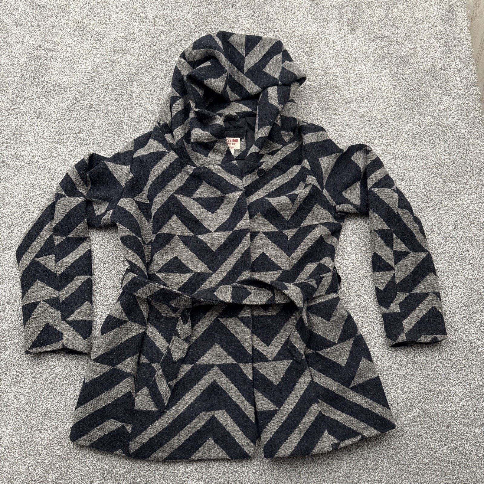 Mossimo Mossimo Coat Womens XL Geometric Belted Hoodie Avant-Garde Size XL / US 12-14 / IT 48-50 - 1 Thumbnail