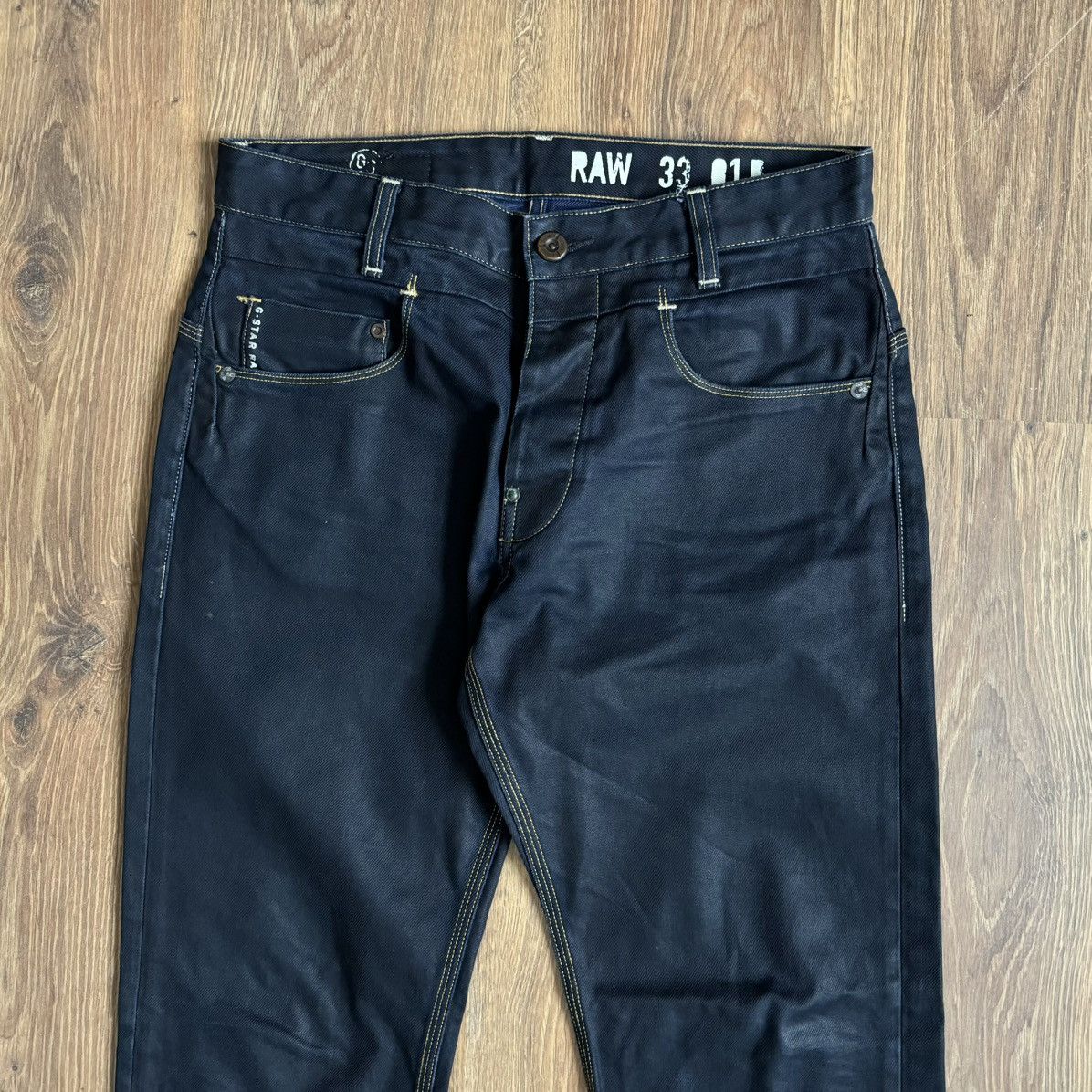 G-Star G-Star Raw Waxed Denim Jeans Pants Men’s 32x32 Navy Blue Size US 32 / EU 48 - 2 Thumbnail