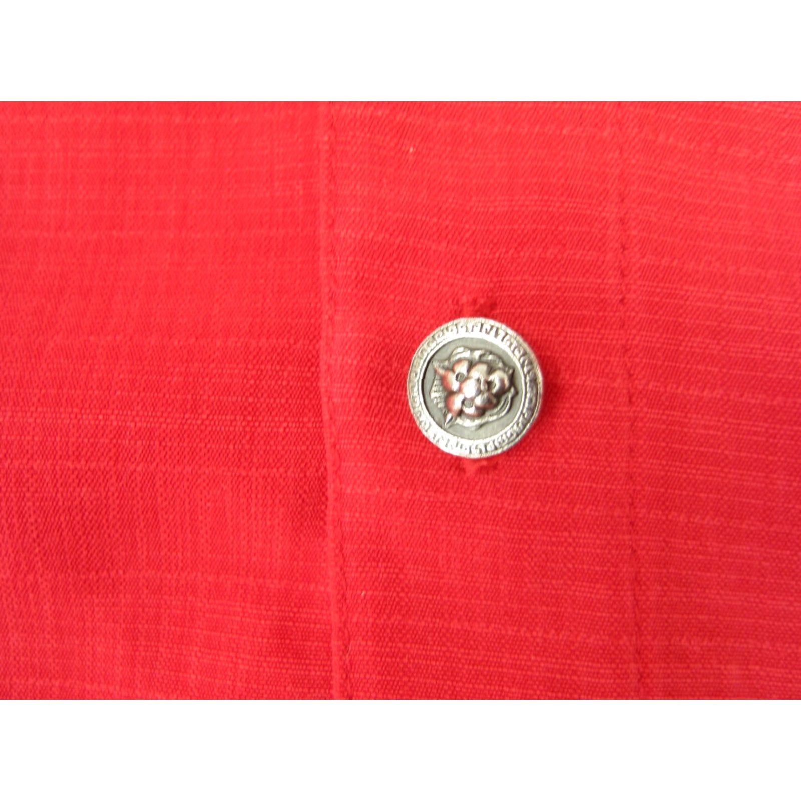 Vintage Saxifon Shirt Mens M Red Embroidered Western 90s Button-Up Collar Shirt Vintage Short Sleeve Poplin Polyester Size US M / EU 48-50 / 2 - 6 Thumbnail