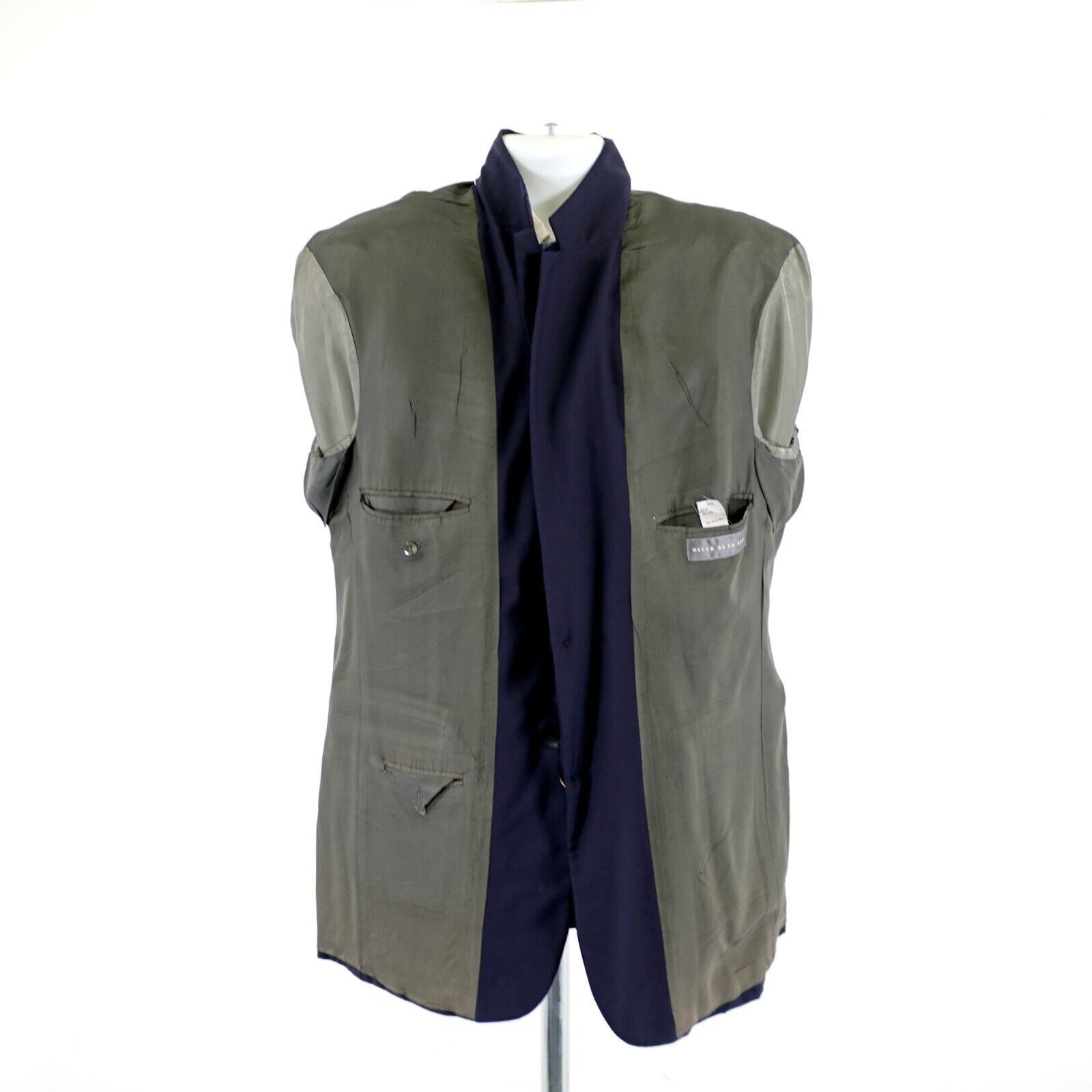 Oscar De La Renta Oscar De La Renta Blue Wool 2 Bronze Button Blazer 42L / Sli Size 38R - 10 Thumbnail