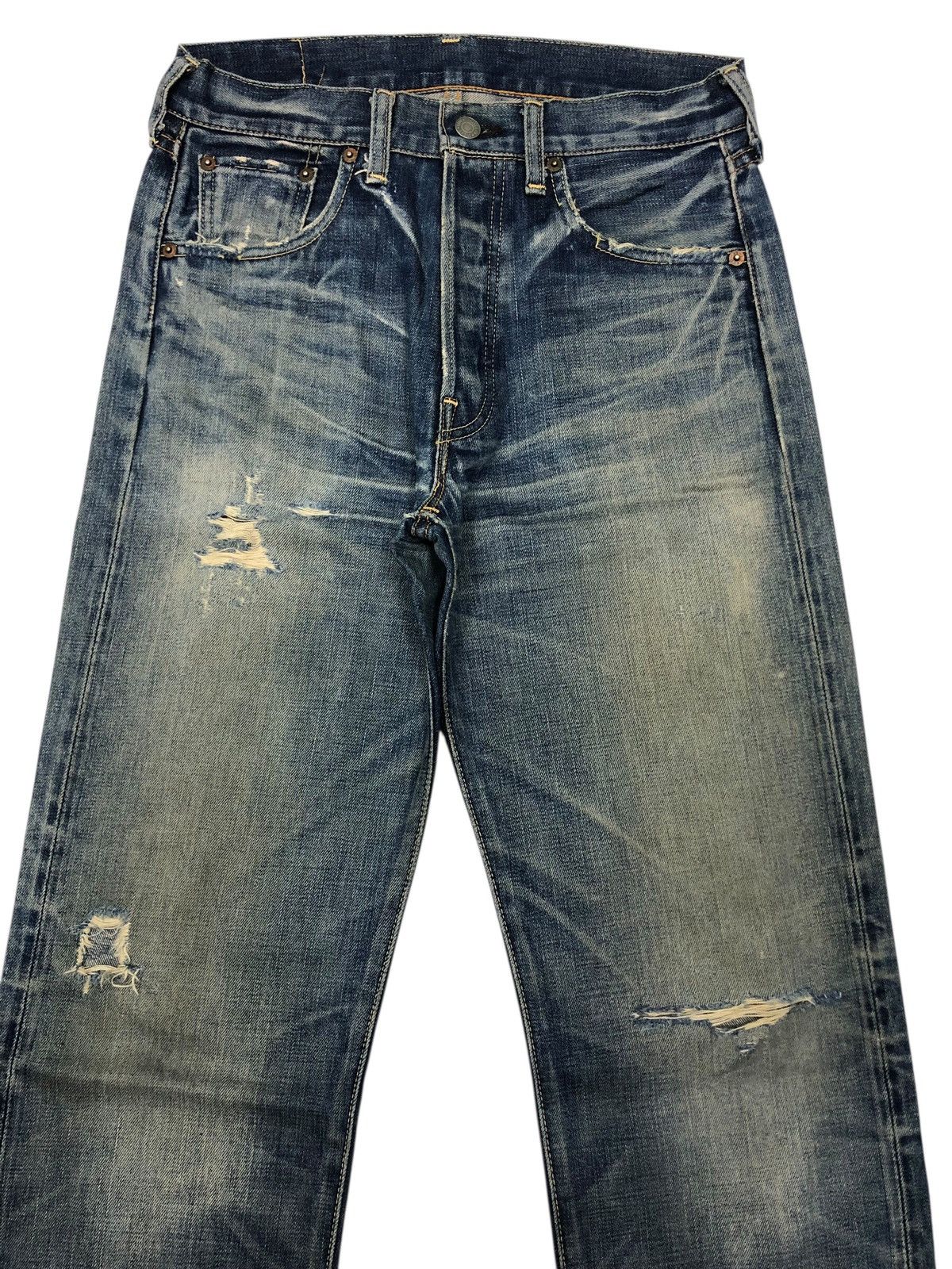 Kapital 🔥LEVIS 501 BIG E SELVEDGE DISTRESS DENIM JEANS Size US 29 - 8 Thumbnail