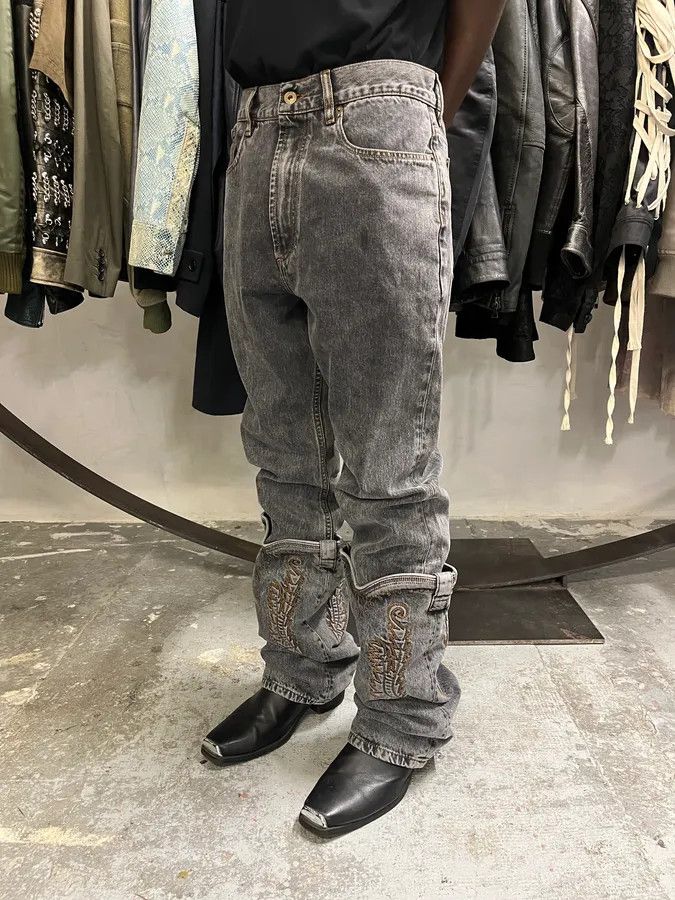 Y/Project SS2023 Y/Project Cow-Boy Brut Grey Astro Denim Jeans Size US 33 - 3 Thumbnail